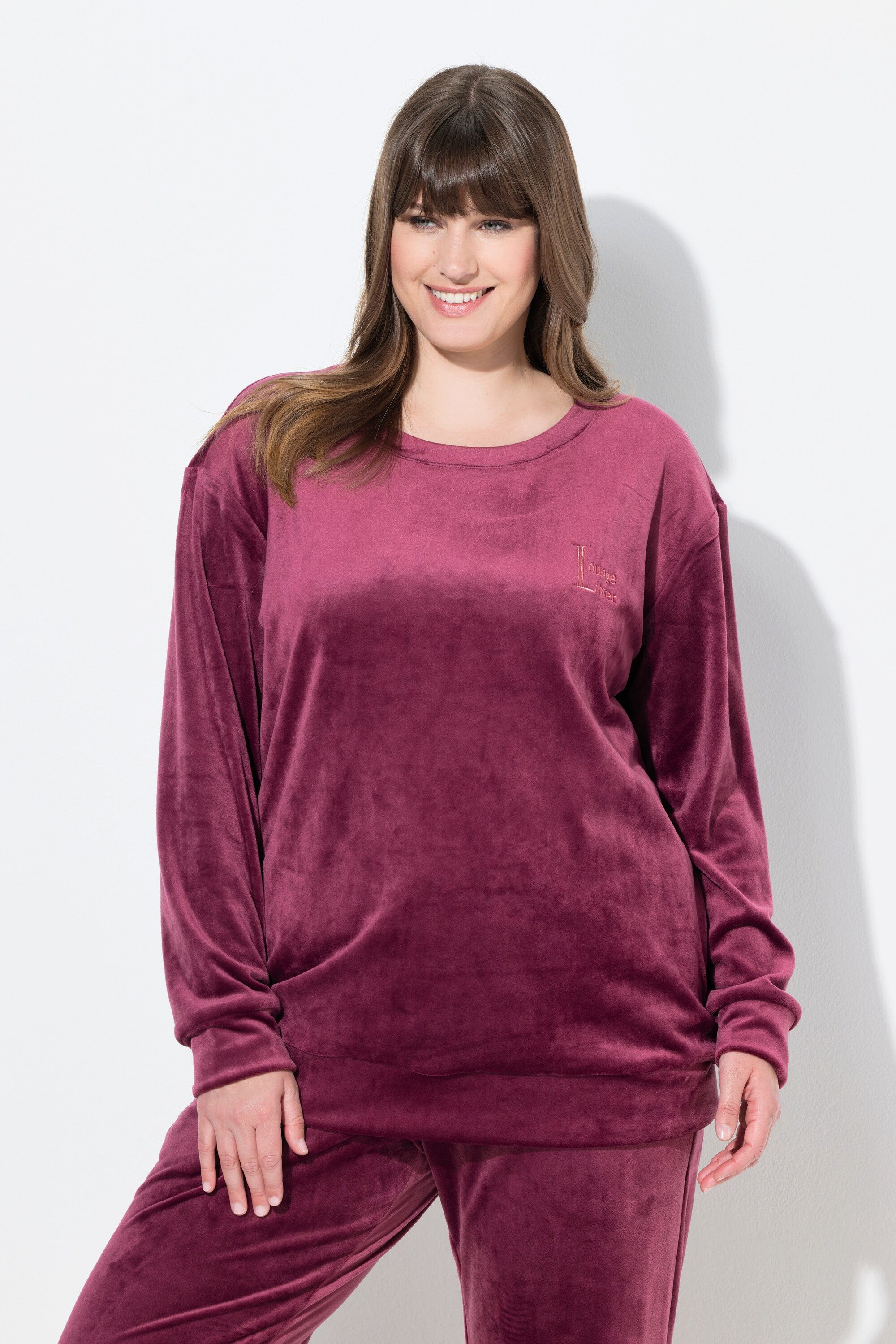 Ulla Popken Sweatjacke Homewear-Pullover Nicki Stickerei günstig online kaufen