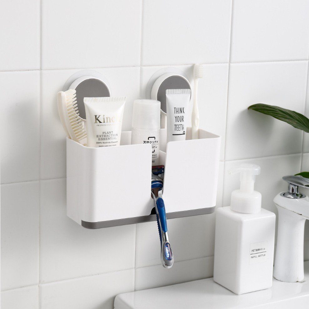 Creliv Badorganizer Zahnbürsten-& Rasiererhalter für Badezimmer,  Selbstklebend