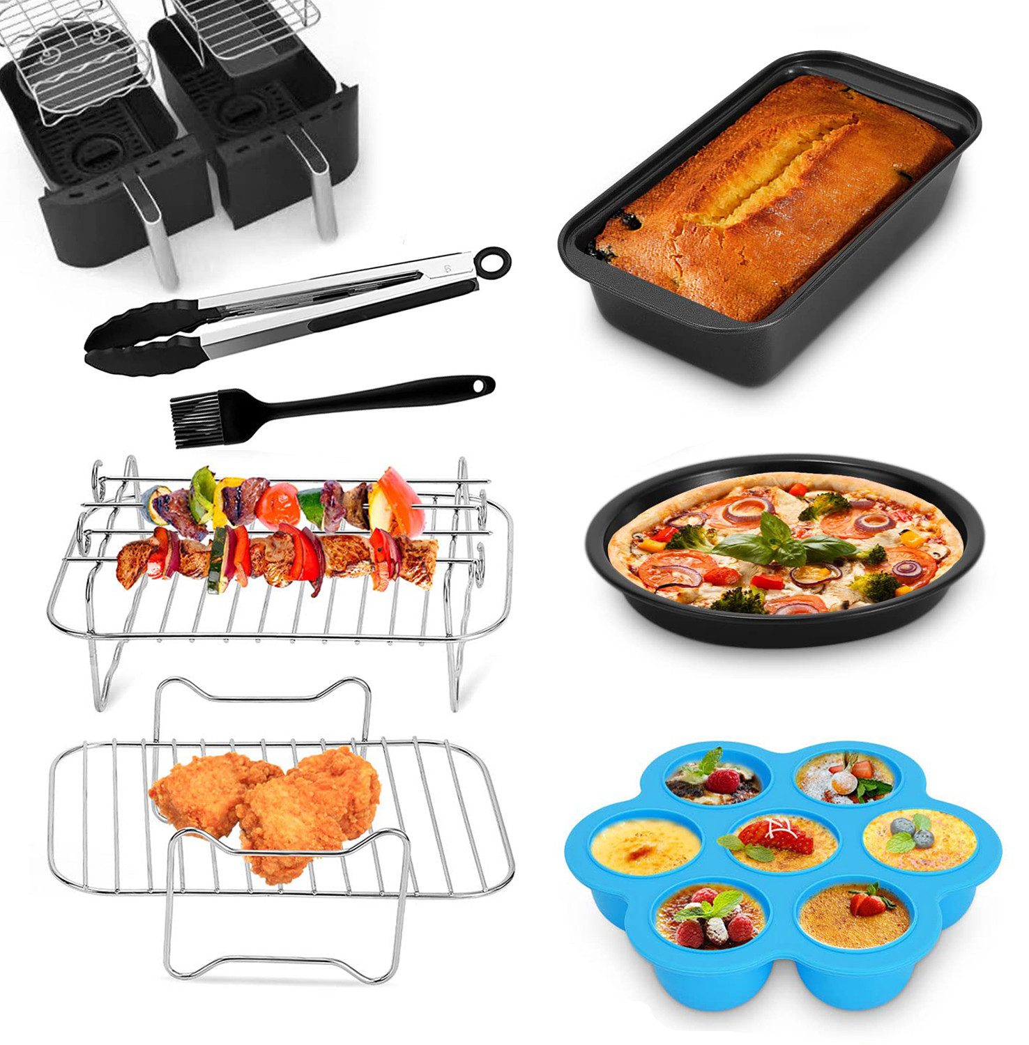Küchenmaschinen Zubehör-Set Heißluftfritteuse Zubehör, Doppelkammer Airfryer Zubehör Set