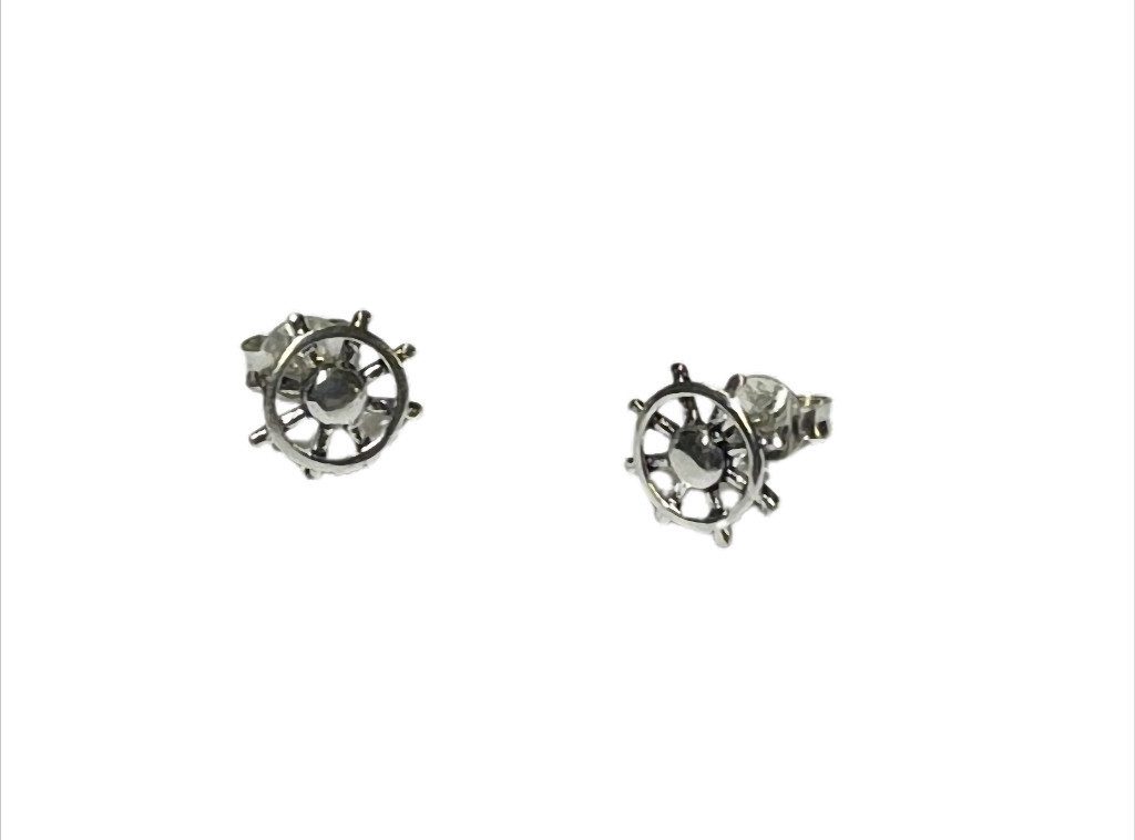 Paar Ohrstecker „NaviPearl“ Ohrstecker Steuerrad – 925er Silber – 10 mm