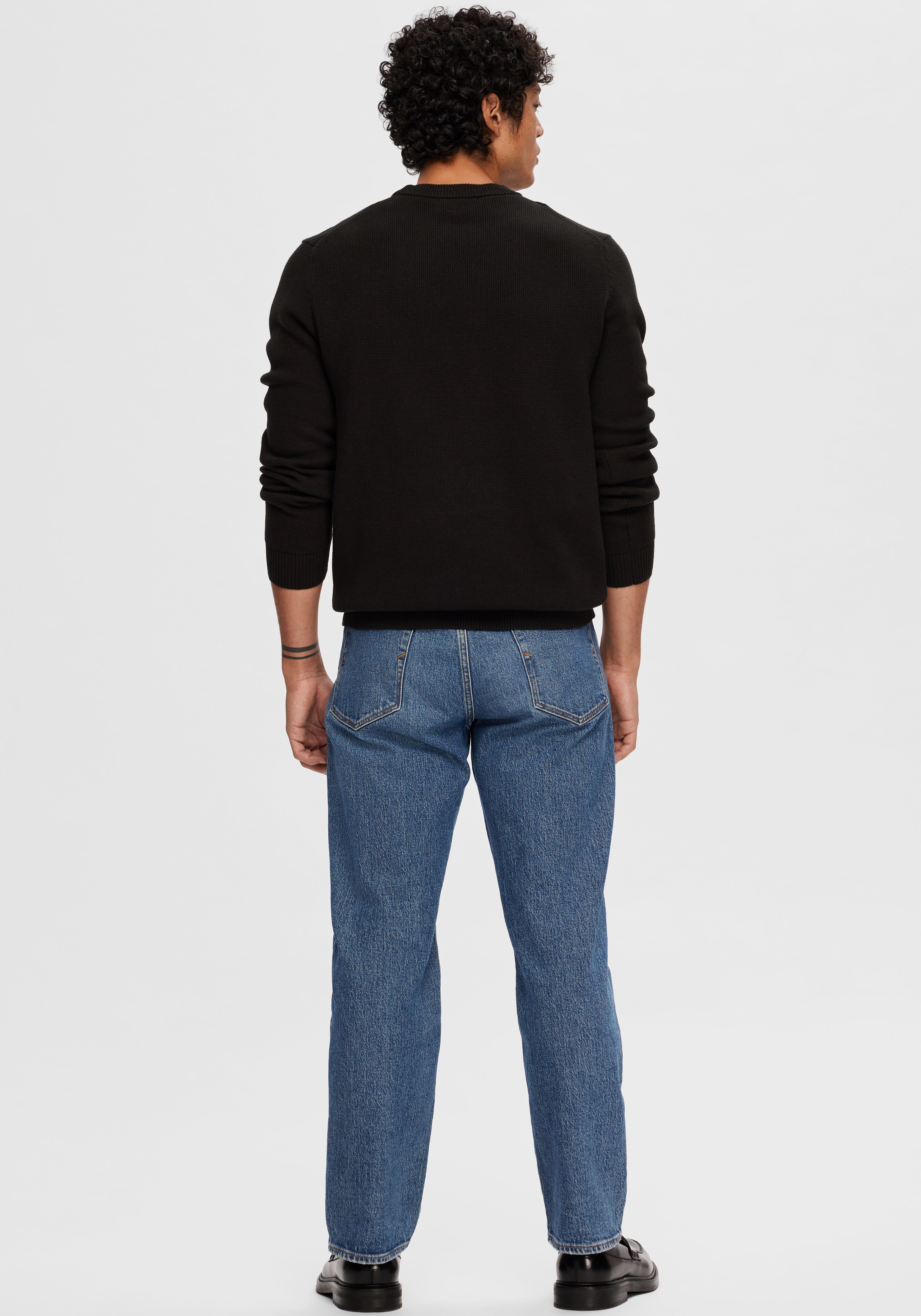 Selected Rundhalspullover SLHDANE LS KNIT STRUCTURE CREW NECK NOOS Baumwolle, regular fit