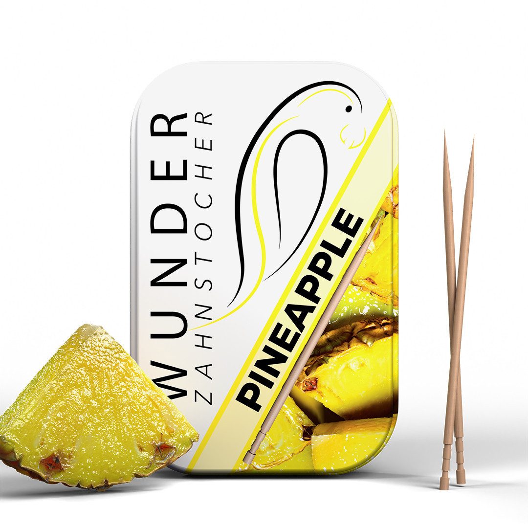 Wunder Zahnstocher Mundpflegecenter Wunder Zahnstocher mit Geschmack - Metalldose - Ananas, frischer Atem - Alternative zu Kaugummi - Zuckerfrei & kalorienfrei