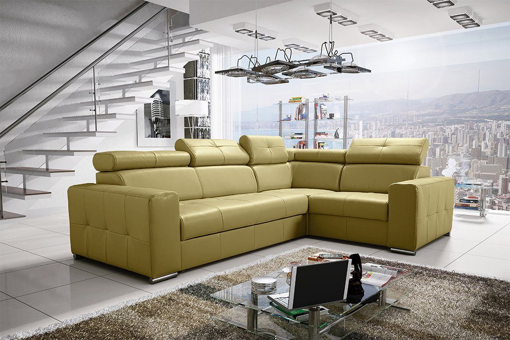 JVmoebel Ecksofa, Ecksofa Couch Polsterung Wohnzimmer Leder L-Form Beige