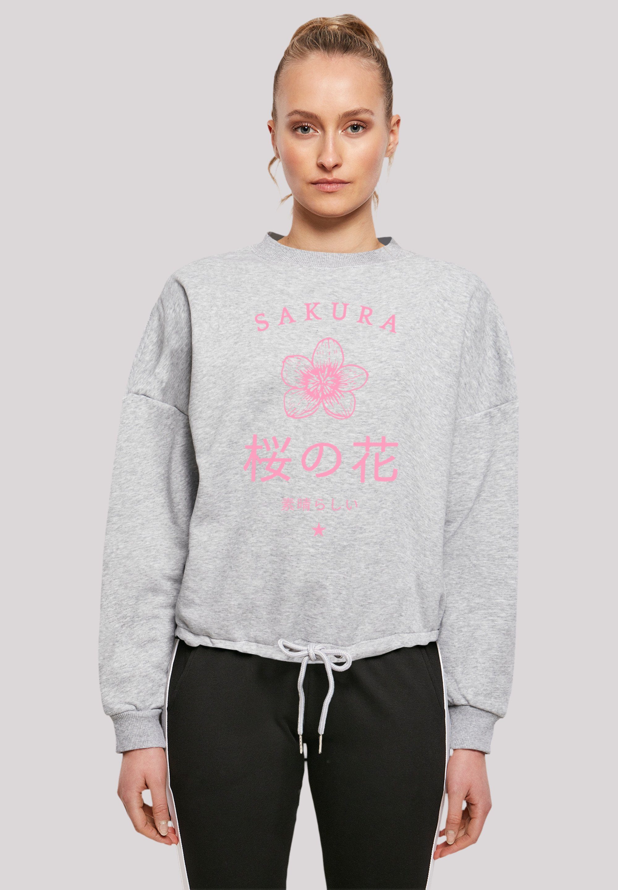 F4NT4STIC Print Sweatshirt Sakura Blume grey Japan heather