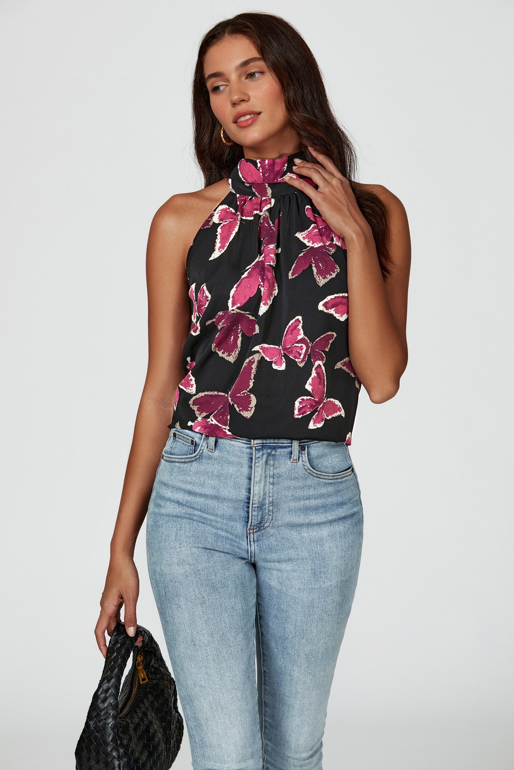 FS Collection Neckholdertop Damen Ärmelloses Neckholder-Top mit Bindeband am Rücken (S (UK 8–10 / EU 36–38) - M (UK 12 / EU 40) - L (UK 14 / EU 42) - XL (UK 16  – Bild 4 von 5