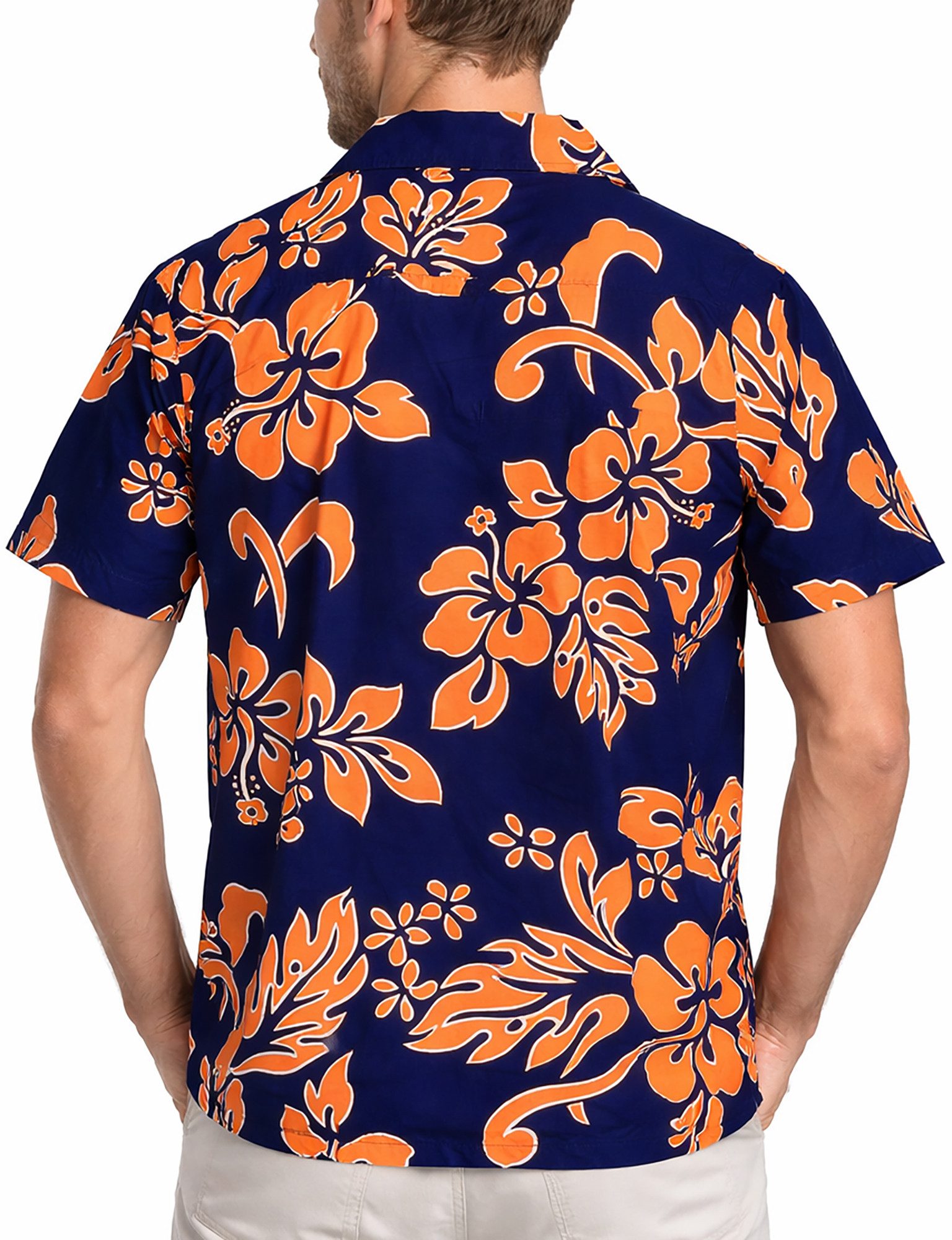 King Kameha Hawaiihemd "Hibiscus" Funky Hawaii-Hemd Herren Kurzarm Front-Tasche Stylish – Bild 4 von 5