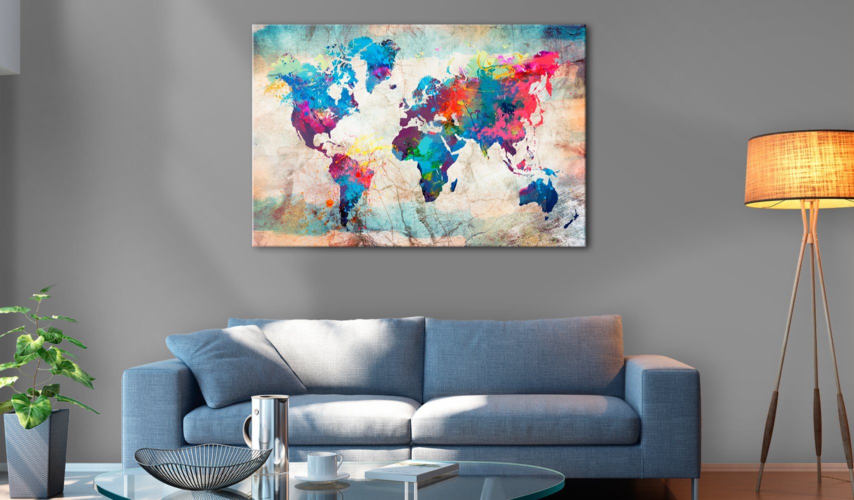 Artgeist Pinnwand Map: World Map] Colourful Madness [Cork