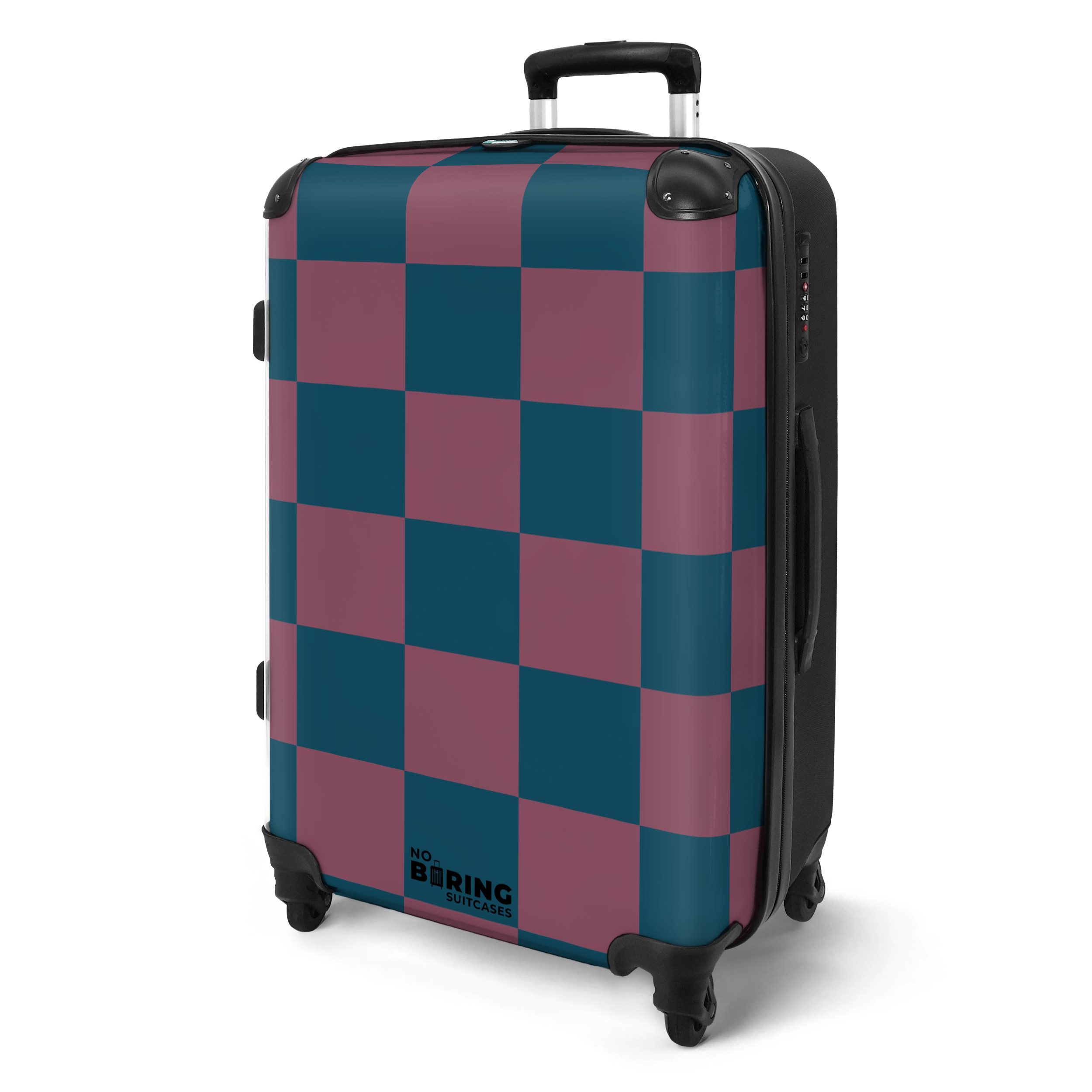 NoBoringSuitcases.com© Hartschalen-Trolley Buntes Schachbrett als Druck günstig online kaufen