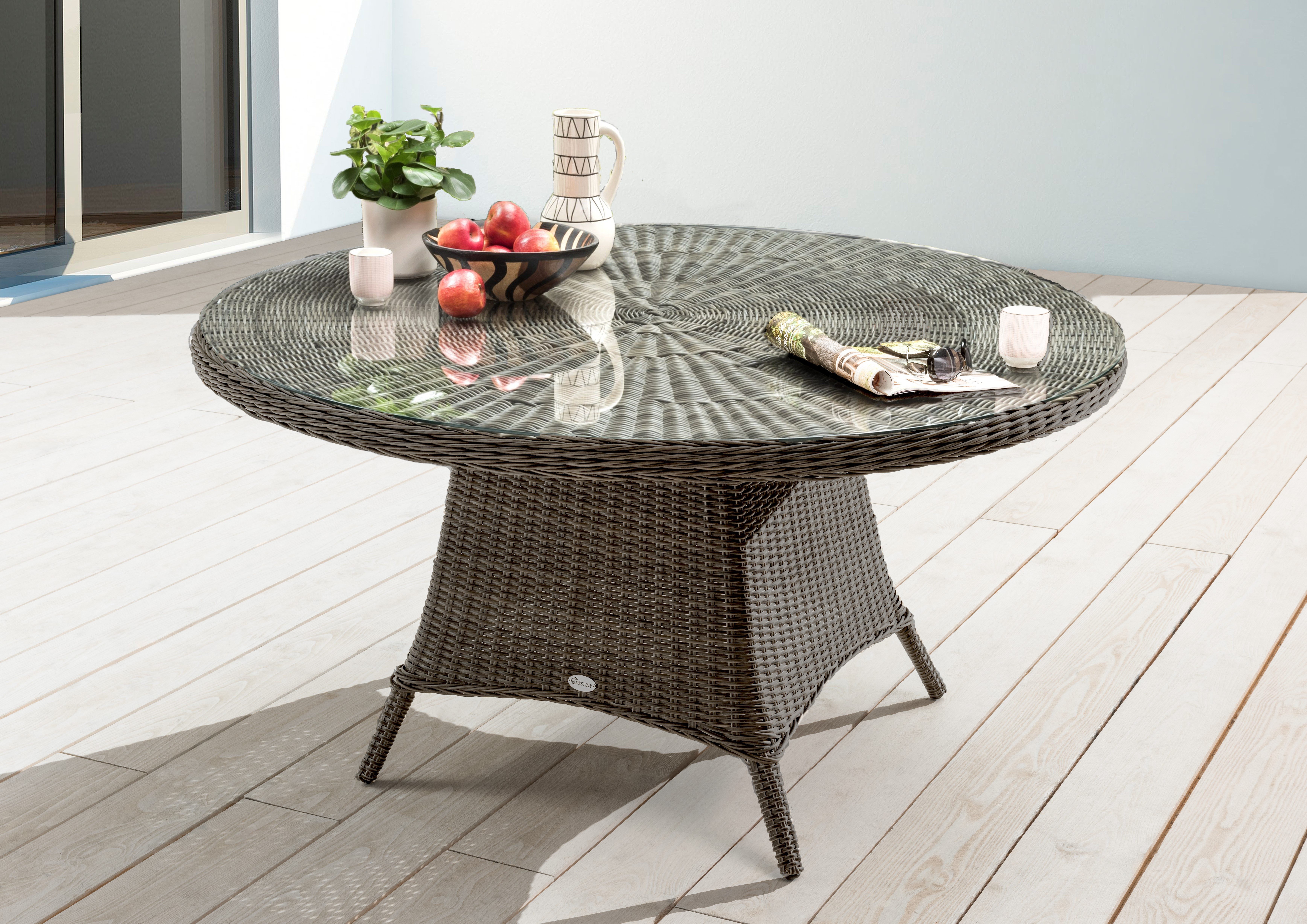 Destiny Gartentisch LUNA, rund, Ø150cm, Aluminium + Polyrattan