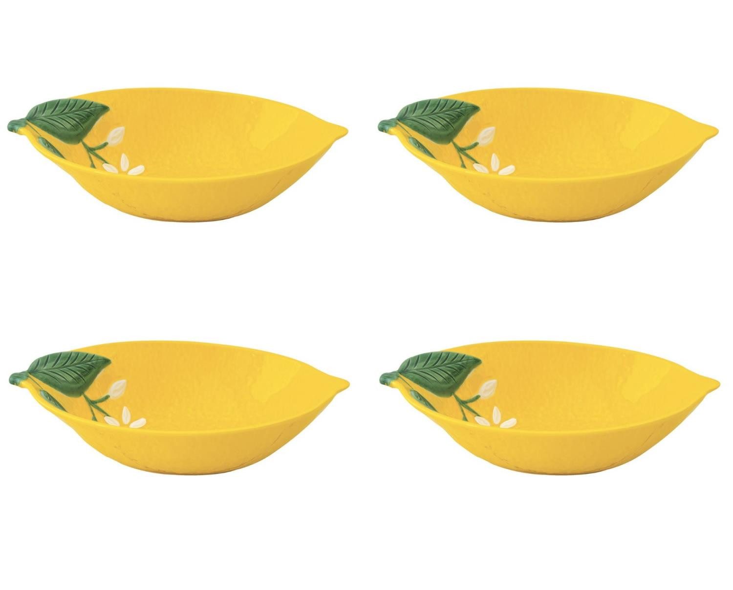 EasyLife Servierschale Fleurs et Citrons, Porzellan, Spülmaschinengeeignet, Gelb, Zitronen, H: 5.5cm
