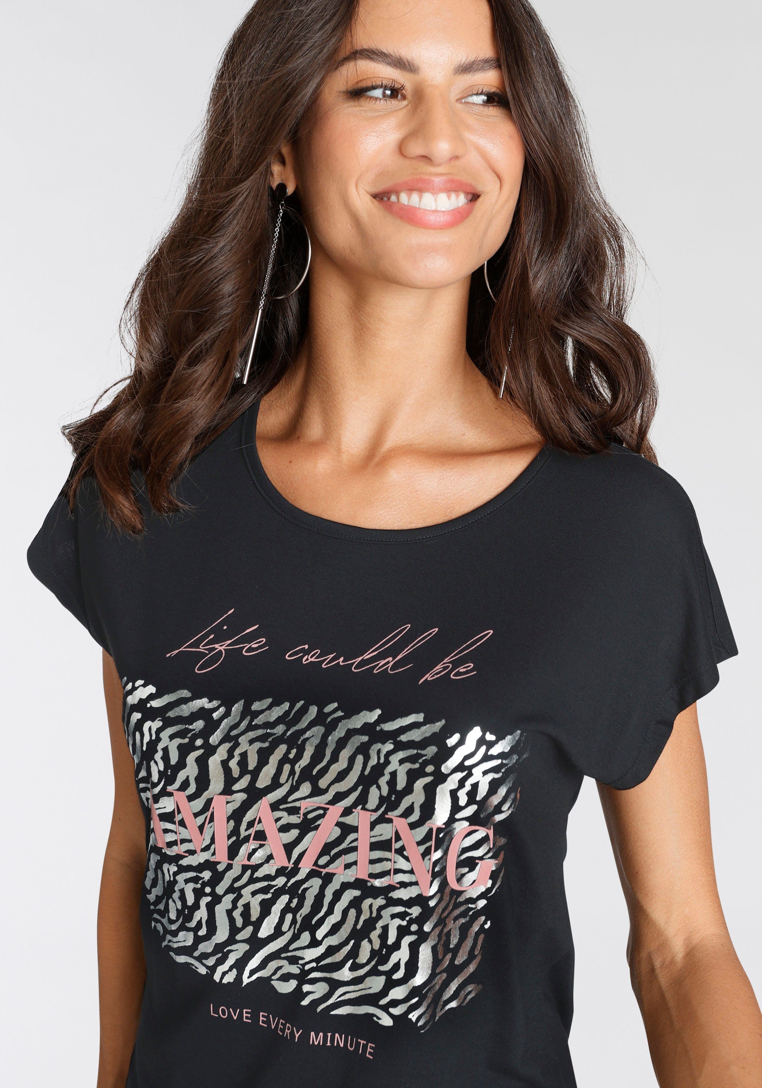 Laura Scott T-Shirt mit Folienprint modischem