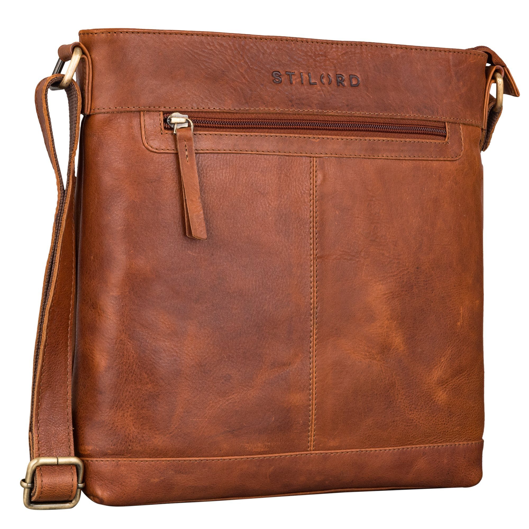 Handtasche "Henrike" Schultertasche Damen Leder im Hochformat