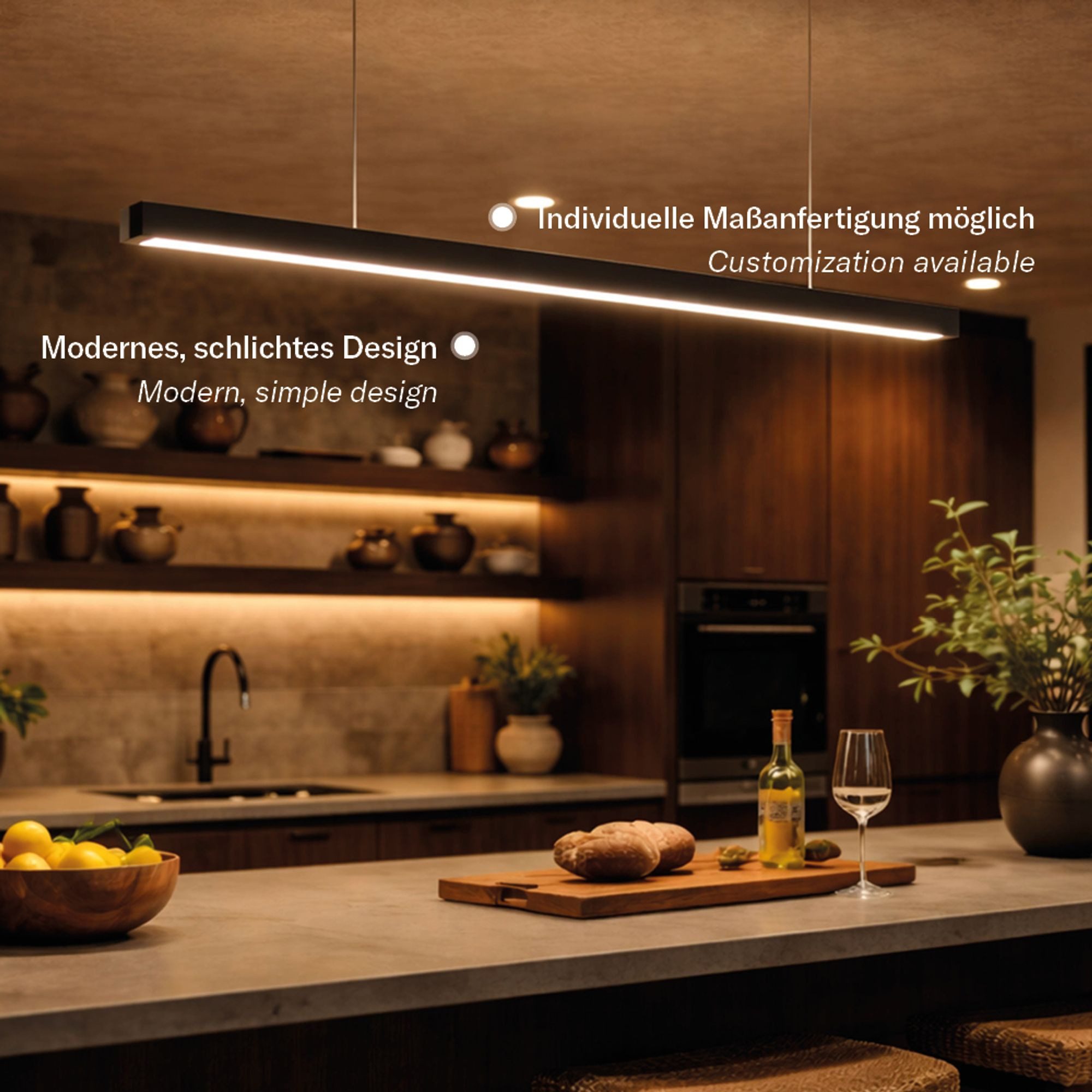 s.luce Pendelleuchte Oris LED-Linienlampe Büro-Pendellampe XL nach Maß 4000K Weiß, Neutralweiß