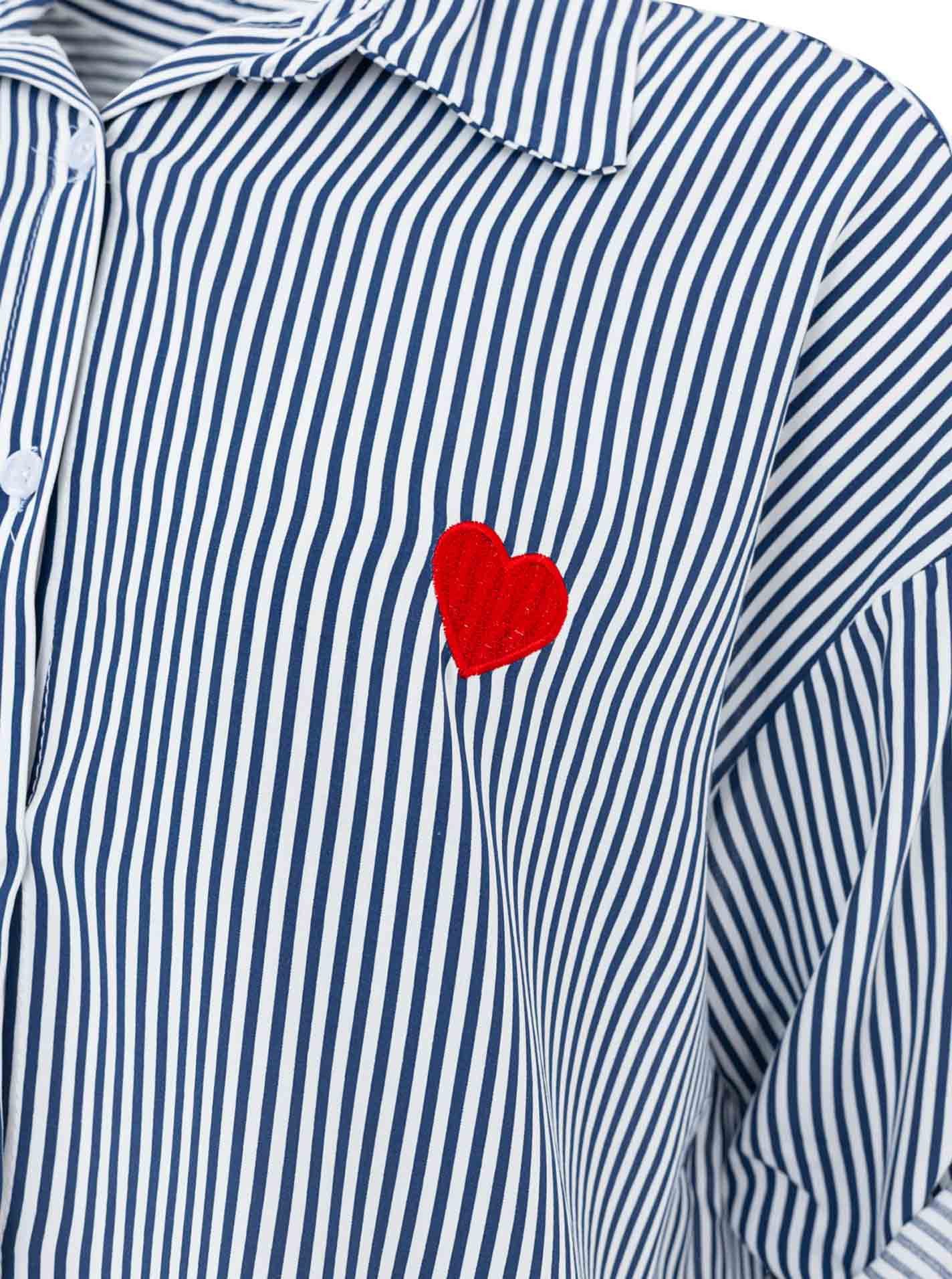 Zwillingsherz Hemdbluse "Streifen & Herz" lockere Passform, Turn-Ups am Ärmel, Herzpatch, mit Knöpfen – Bild 4 von 4