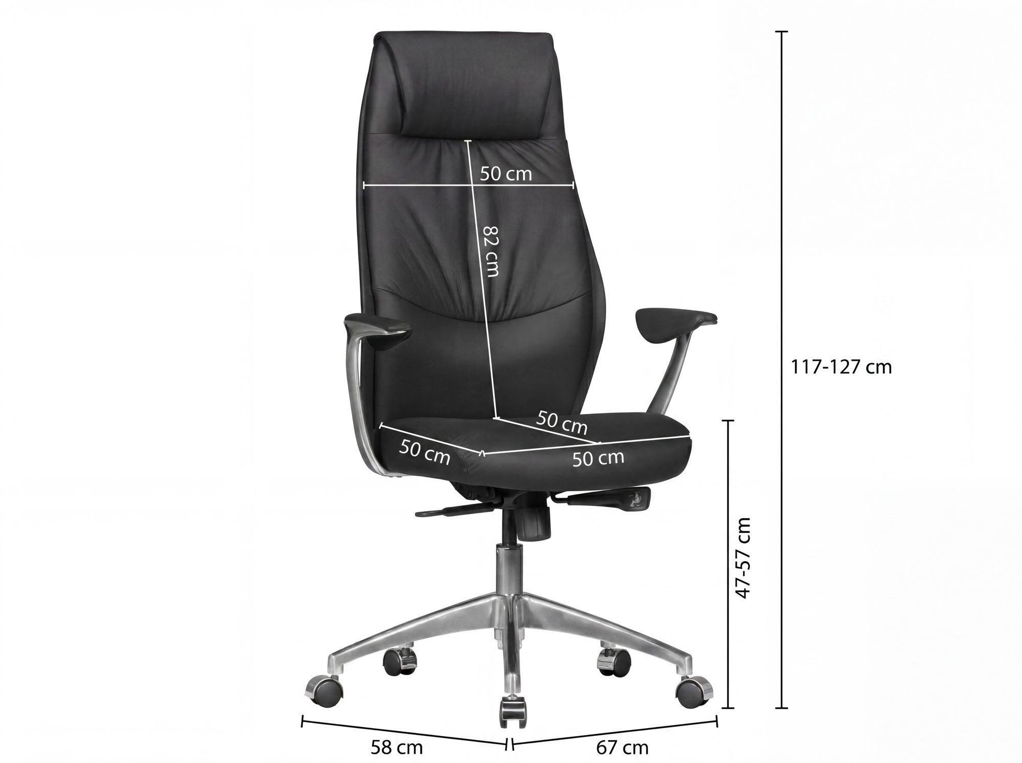 FINEBUY Chefsessel Bürostuhl Echt-Leder Schreibtischstuhl Drehstuhl 120KG (Echtleder Schwarz Schreibtischstuhl XXL 120kg), Bürostuhl Synchronmechanik Chefsessel Kopfstütze