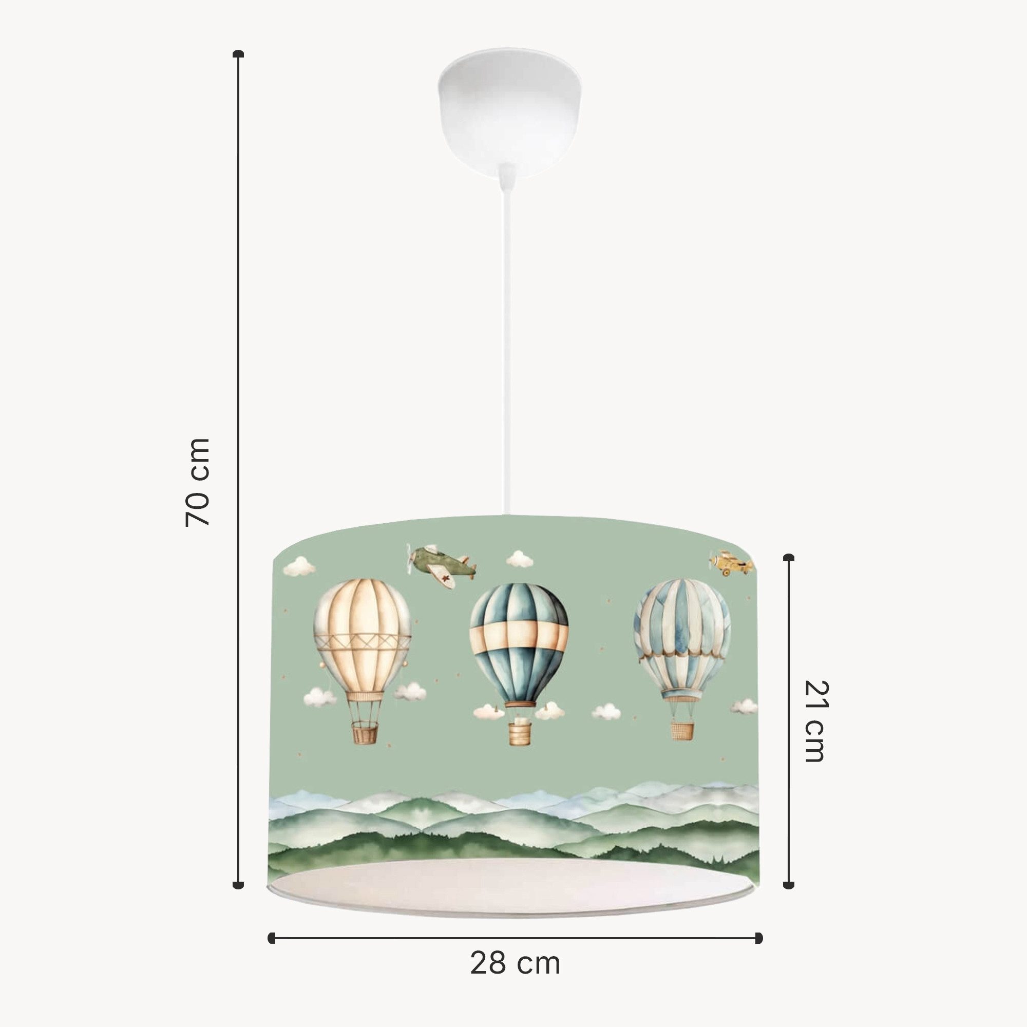 lux.pro Hängeleuchten, ohne Leuchtmittel, »Rugby« höhenverstellbar Grün mit Heißluftballon-Motiv