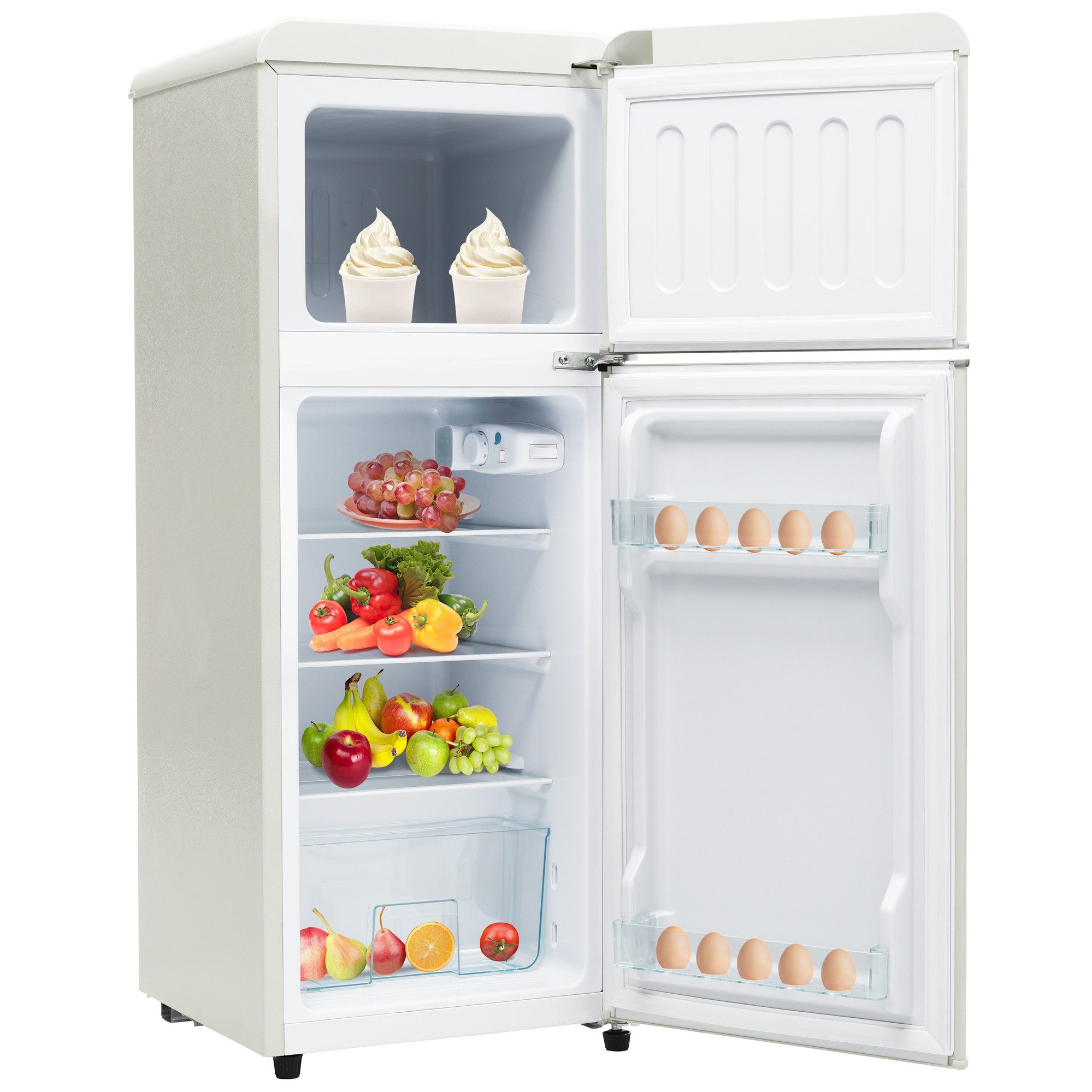 Blossom Kühlschrank BCD-102A, 105.5 cm hoch, 41 cm breit, Mini Kühlschrank Freistehend, Doppeltür Kühlschrank, 28L Gefrierfach