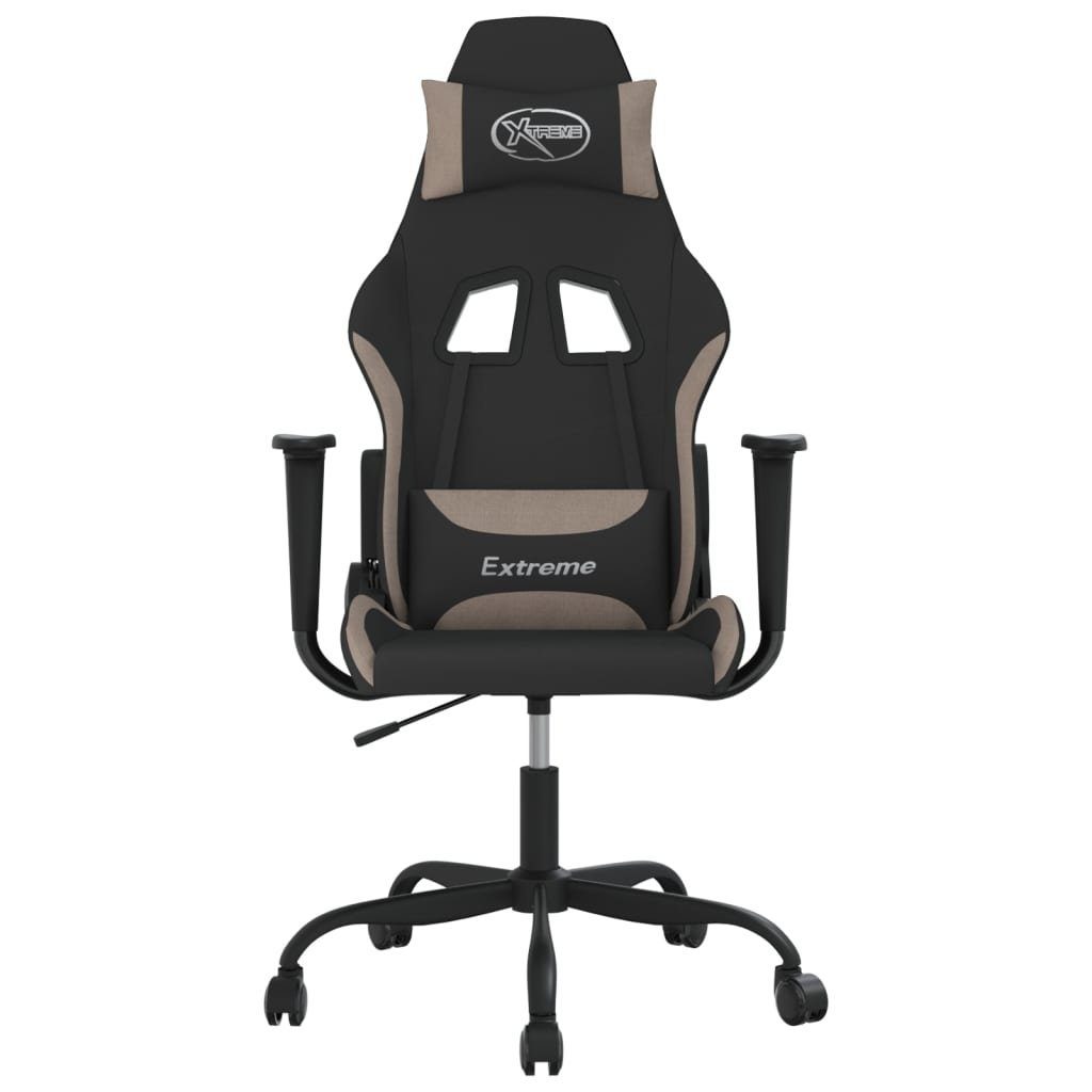 furnicato Gaming-Stuhl Schwarz Taupe 65x62,5x(120-130) cm mit Stoff und (1 St), Bürostuhl mit Liegefunktion, 360-Grad-Drehung und höhenverstellbar