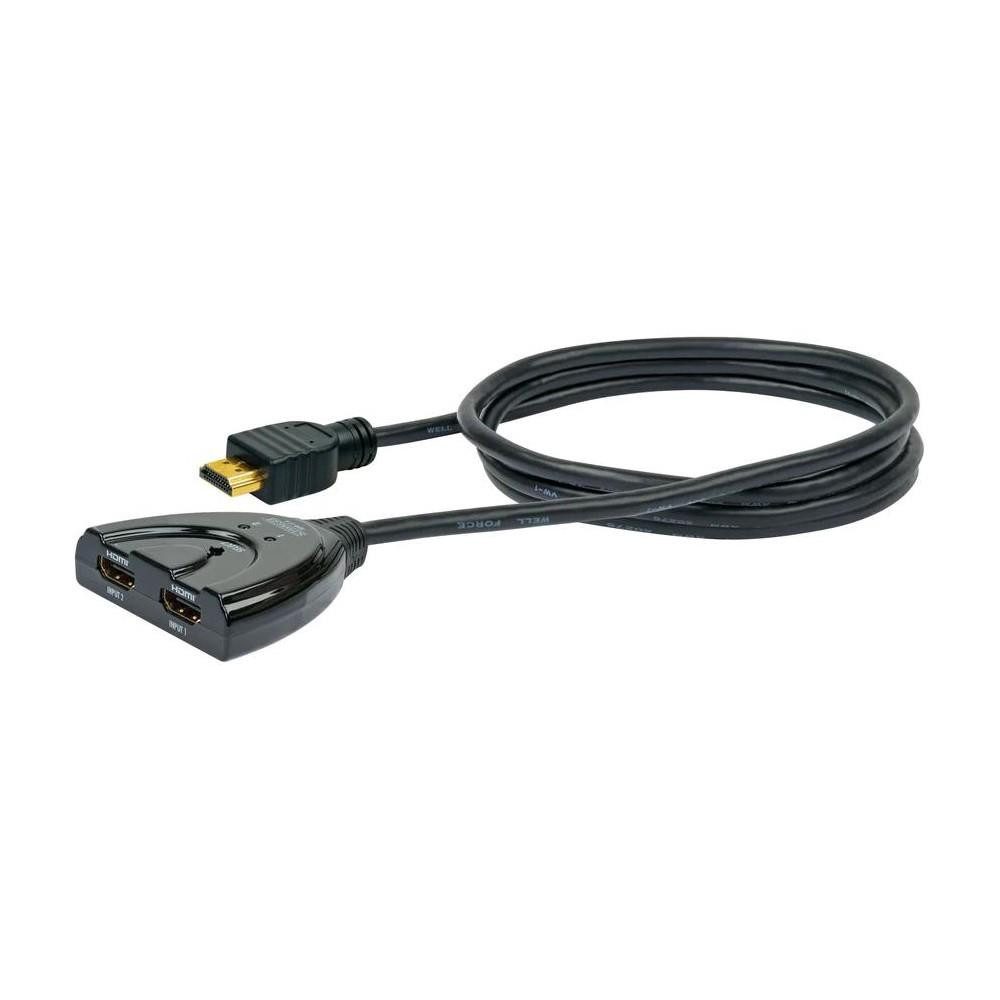 Schwaiger HDMI Umschalter HDMI-Adapter, 70 cm, LED Anzeige zwei digitale Wiedergabequellen auf einem Wiedergabegerät