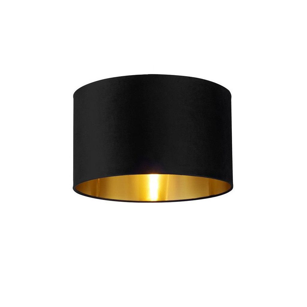 Licht-Erlebnisse Lampenschirm GIRONA, Ø 40 cm in Schwarz Gold Flur Stoff Modern