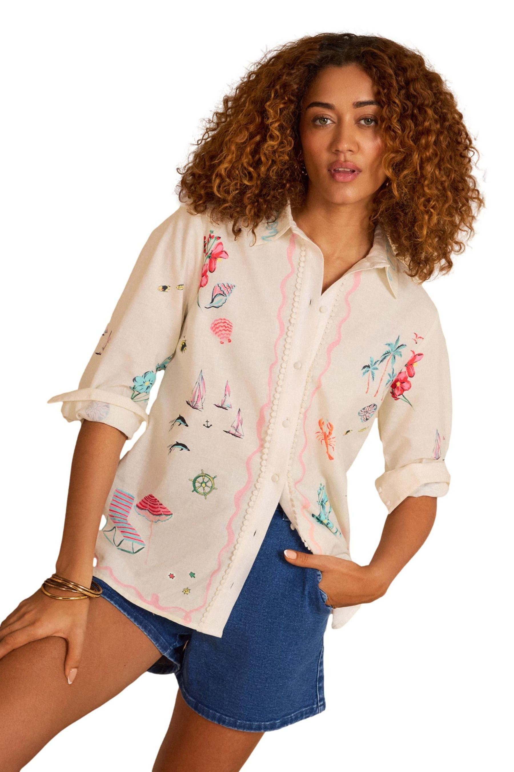 Love & Roses Langarmhemd Love & Roses Durchgeknöpftes Langarmhemd mit Print (1-tlg)