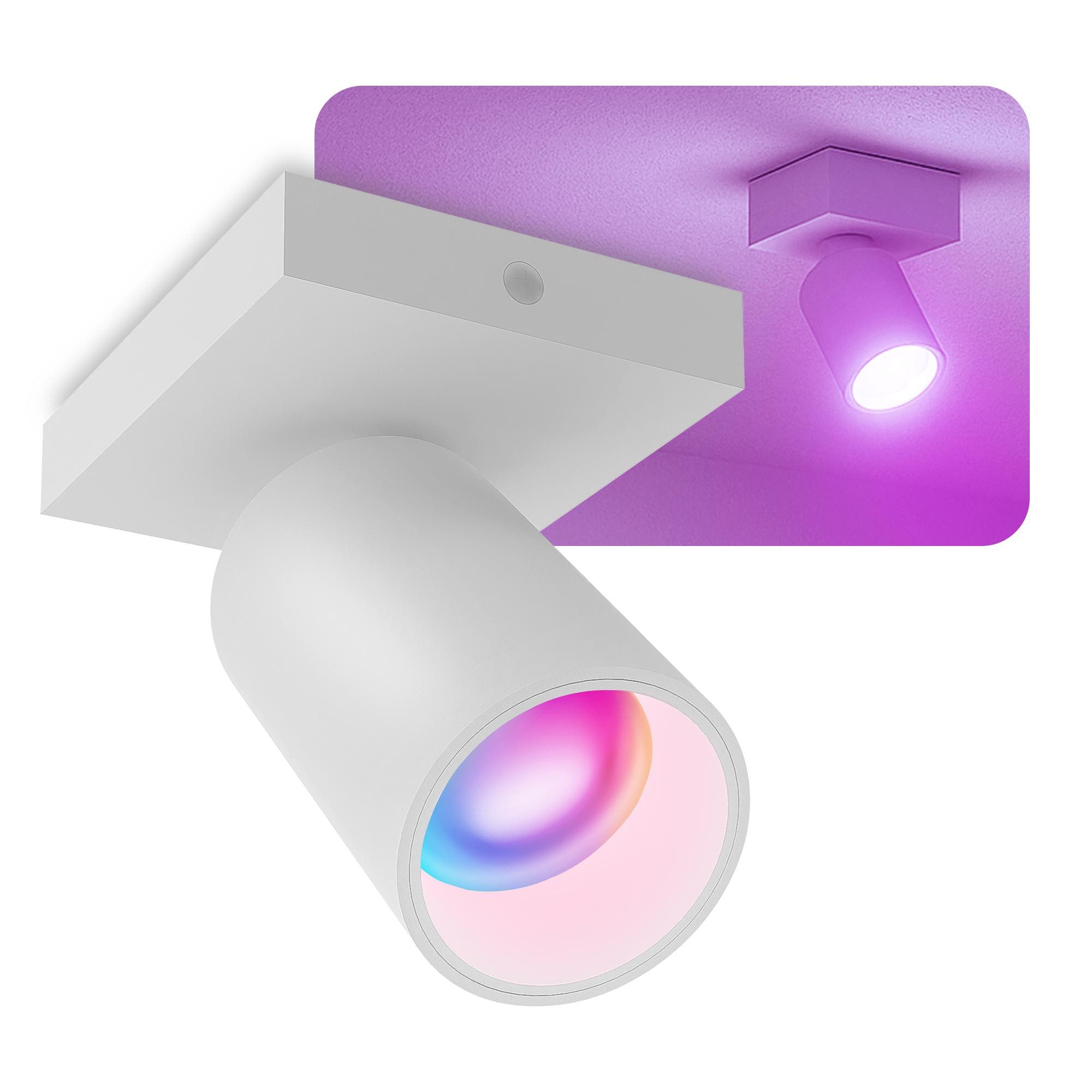 SSC-LUXon LED Aufbaustrahler NUVIO Wandstrahler 1-flammig schwenkbar Spot mit GU10 Smart RGB CCT, Smart