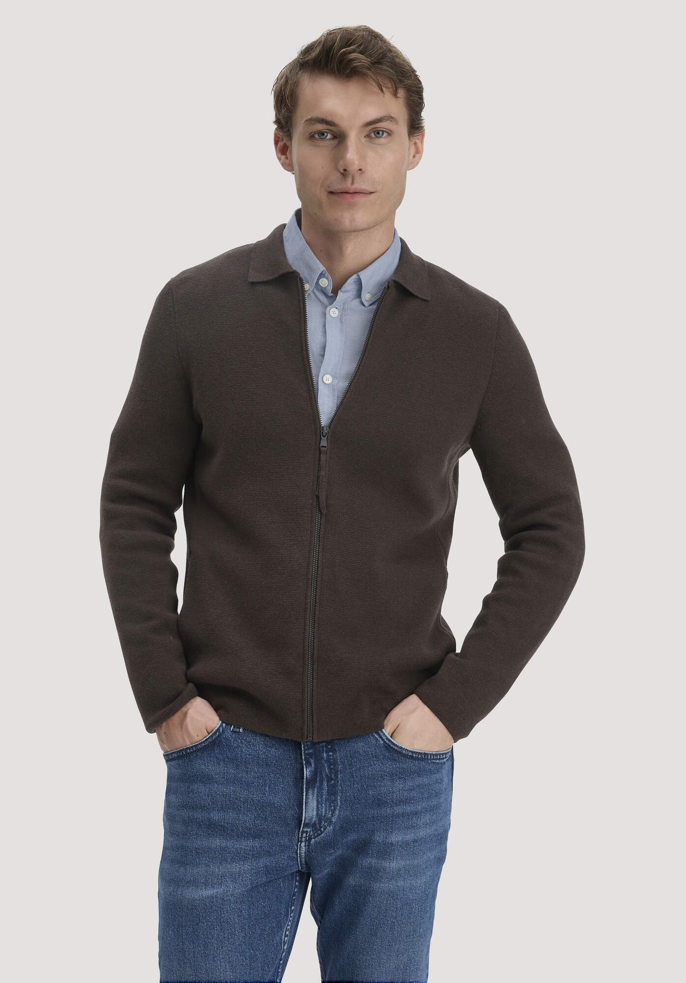 Hessnatur Strickjacke aus Bio-Baumwolle mit Bio-Merinowolle (1-tlg)