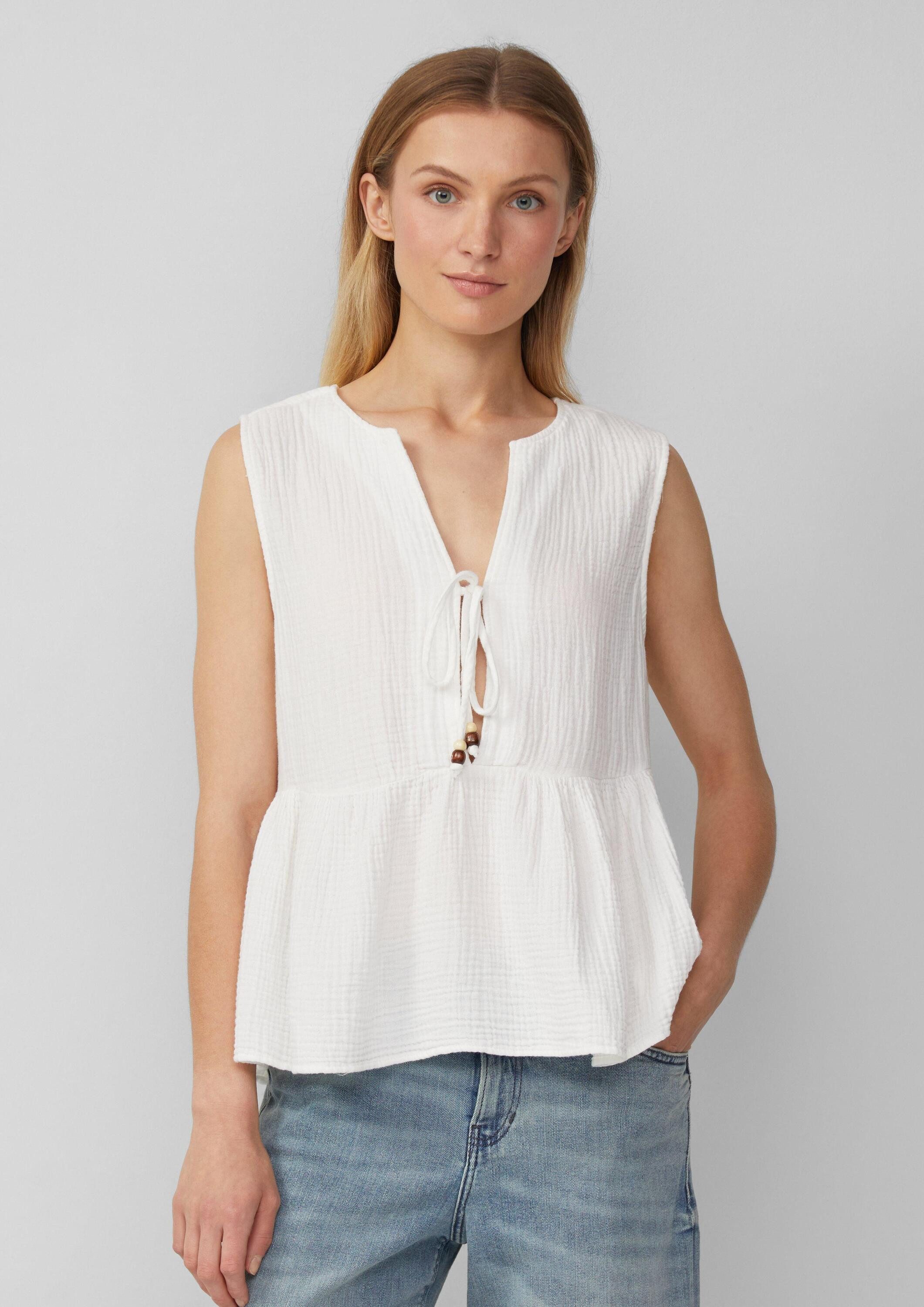 s.Oliver Blusentop Bluse Ärmellose Bluse im Relaxed Fit mit Bindedetail