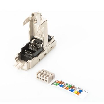 Digitus 5 Stück CAT 6A Stecker für Feldmontage Netzwerk-Adapter, geschirmt, für AWG 27/7 bis 22/1, Massiv- und Litzenleiter