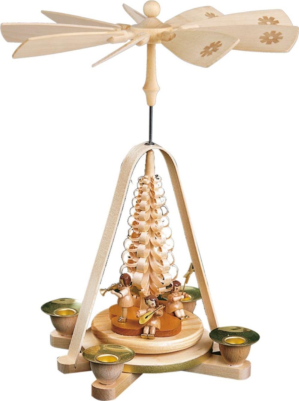 Richard Glaesser Weihnachtspyramide Pyramide Engel natur, Höhe: 28 cm, Handwerkskunst aus dem Erzgebirge