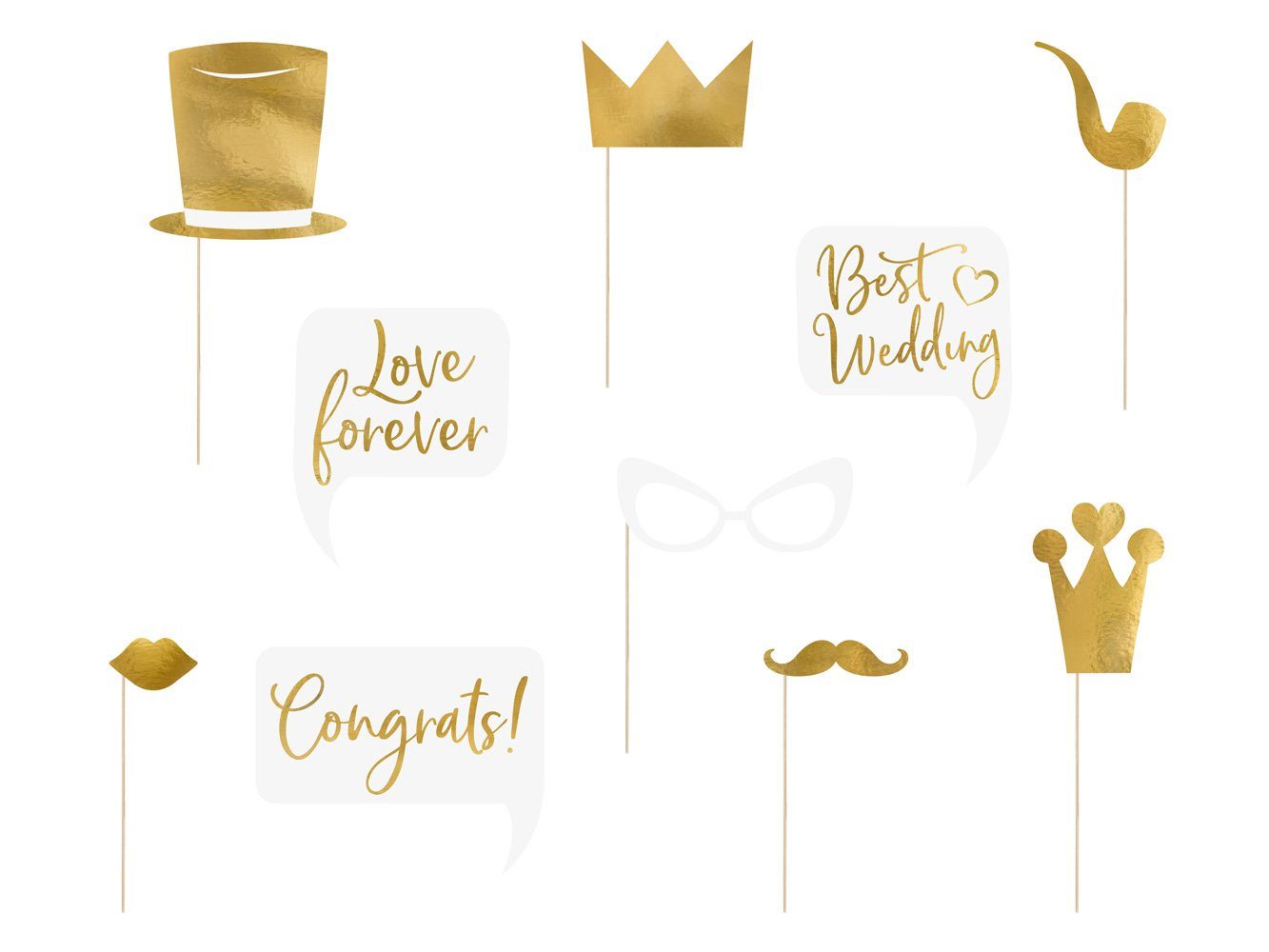 Hochzeit partydeco Set für 10er Papierdekoration, Requisiten Fotobox gold