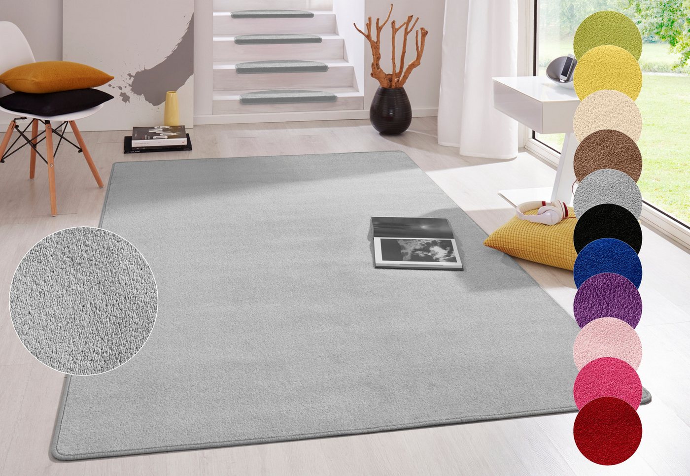 HANSE Home Teppich Fancy, rechteckig, Höhe: 7 mm, Kurzflor, Läufer, uni, gekettelt, Wohnzimmer, Schlafzimmer, Esszimmer
