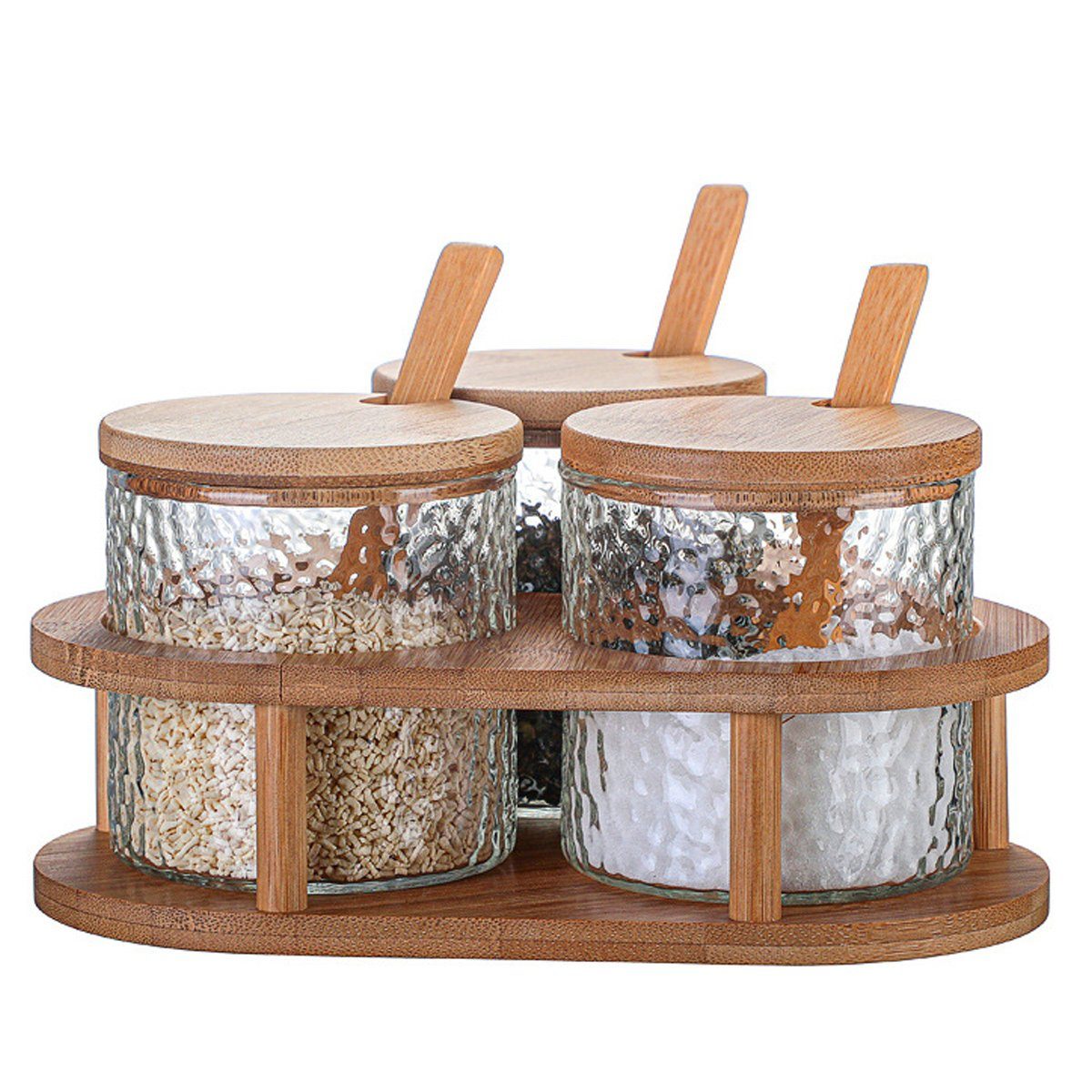 FeelGlad Gewürzbehälter Gewürzkästen, Salz- und Zucker-Aufbewahrungsbehältern mit Bambusdeckel