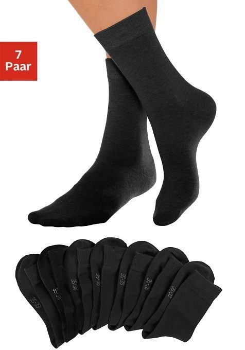 Lavana Basicsocken (Set, 7-Paar) mit druckfreiem Bündchen schwarz