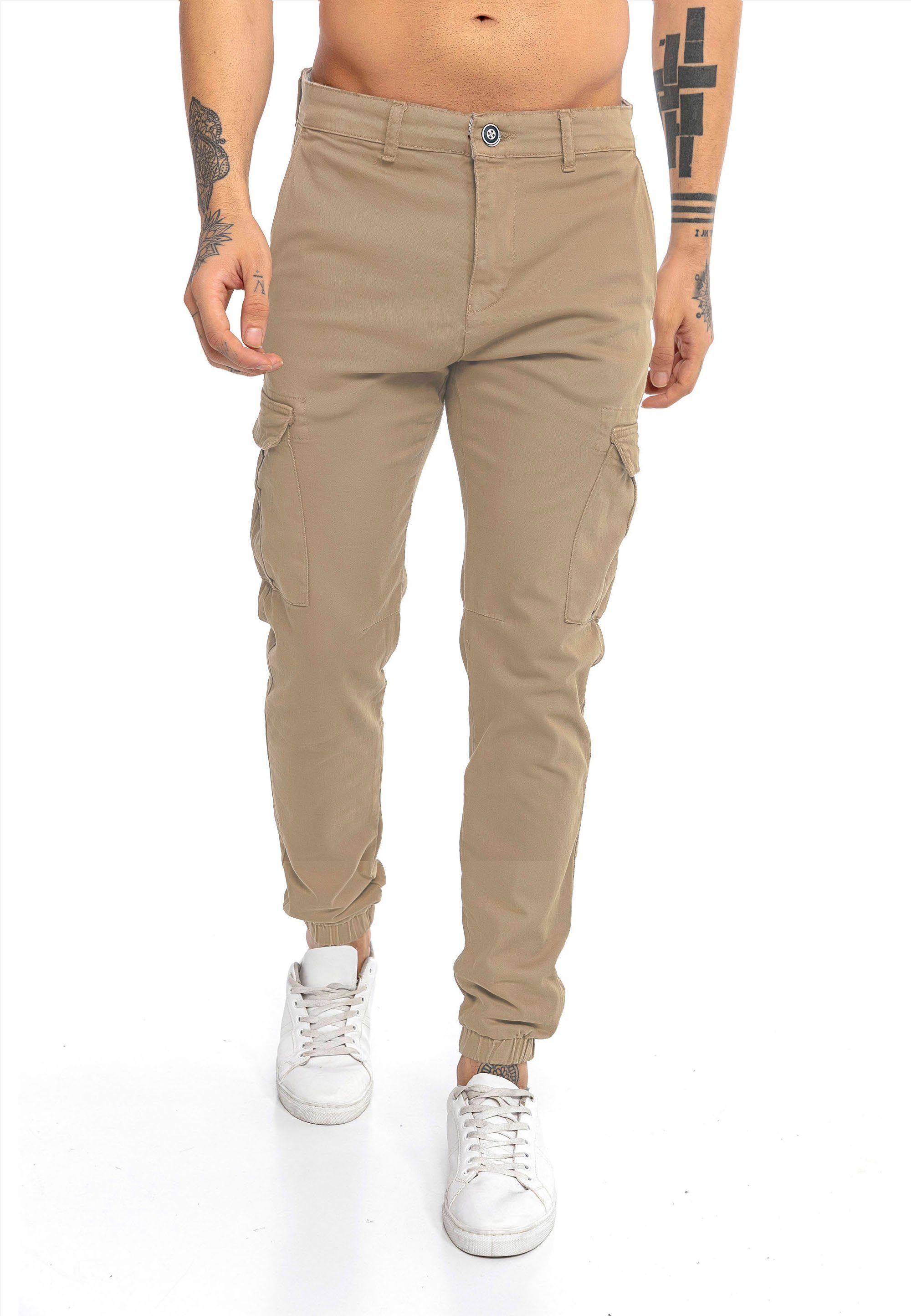 Stylische Jeans Twill RedBridge Cargo Hose Cargohose Sand Jogger