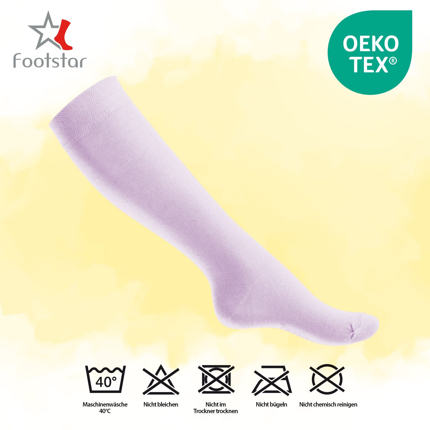 Footstar Langsocken EVERYDAY! 5 Paar Kinder Kniestrümpfe Lange Socken für Mädchen & Jungen – Bild 3 von 3