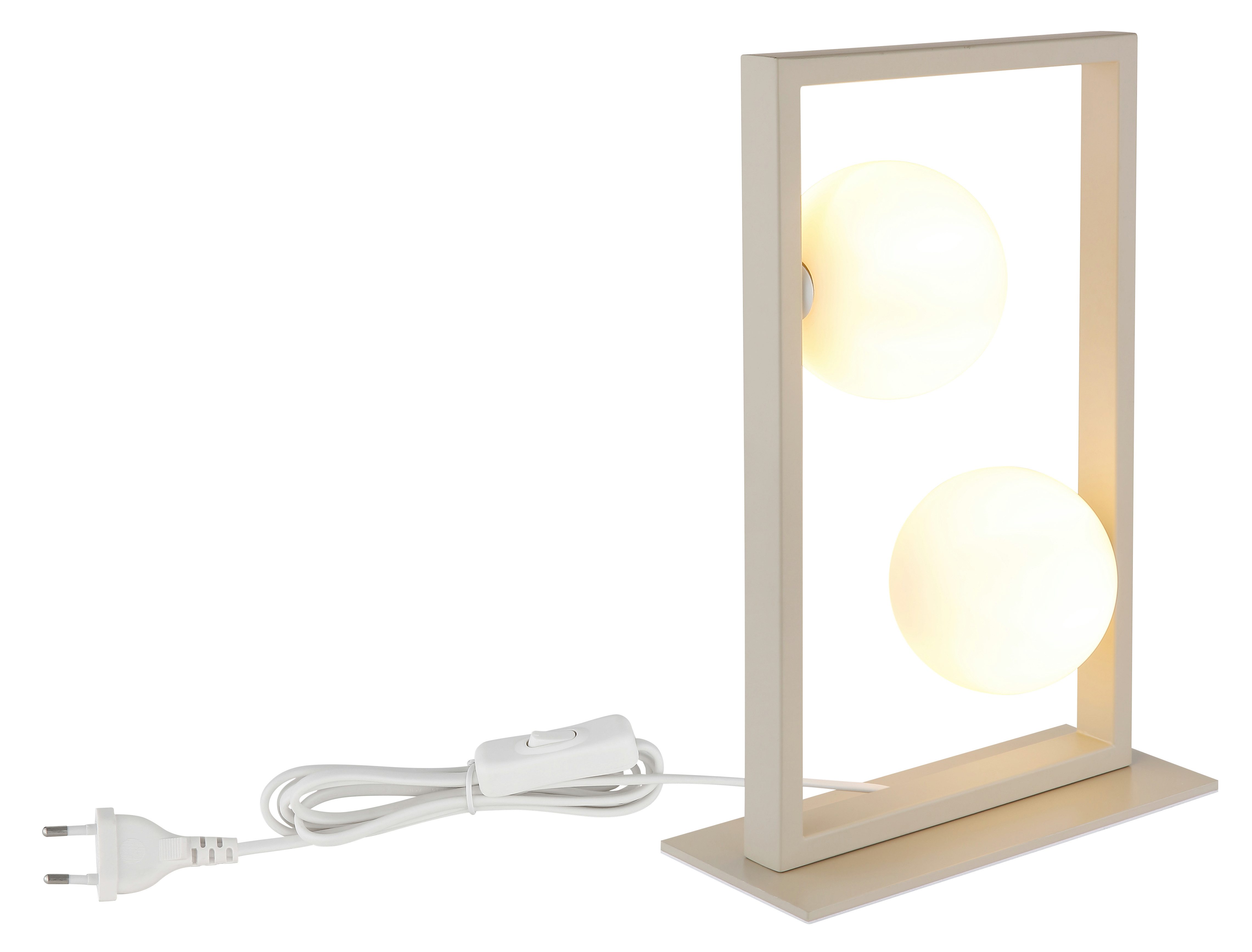 NOWA Tischleuchte NANDA, ohne Leuchtmittel, Tischlampe,Sand,Wohnraum,Schlafzimmer,Glaskugel opal,Flur,modern