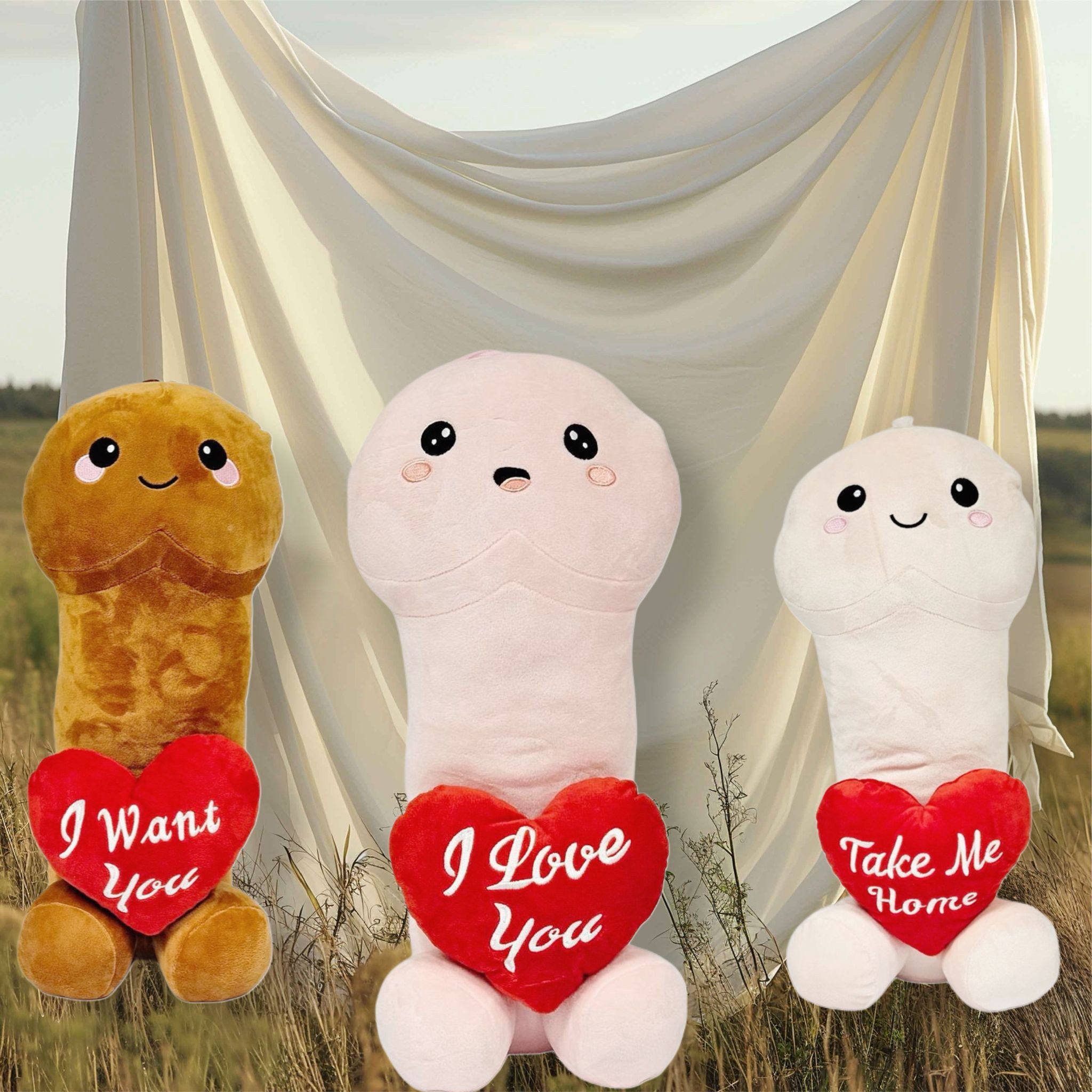 soma Plüschfigur Plüsch Penis Kuscheltier 32 cm beige Junggesellenabschied Geschenk (Set, 1-St., Geschenk-Set), Junggesellenabschied Party Geschenk Frauen Abend Dildo Mitbringsel