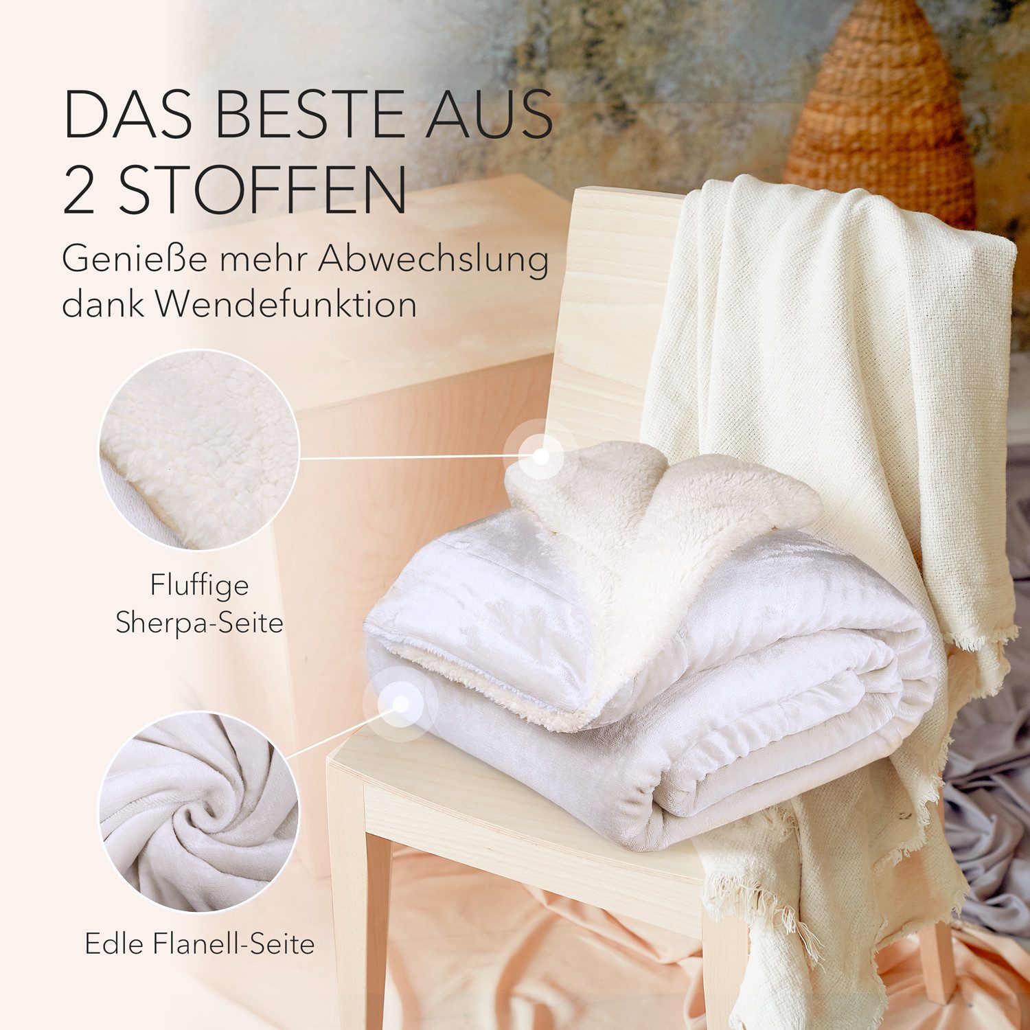 Wohndecke Kuscheldecke XL warm Sherpa, dicke Sofadecke, hochwertige Tagesdecke, Cozyor – Bild 2 von 5