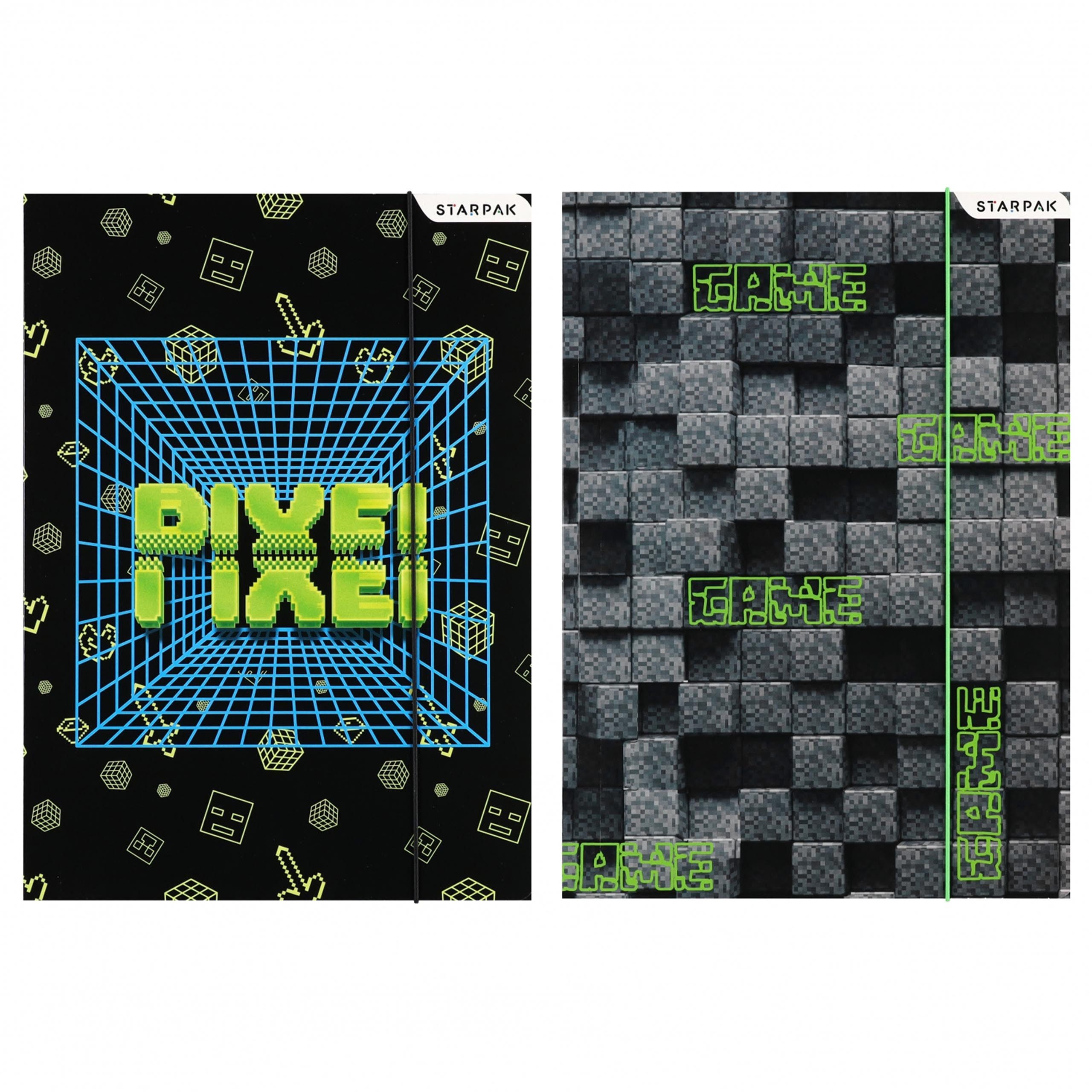 Pixel Konferenzmappe A4 Schulmappe Pixel Gummiband Jungen Dokumente Zeichnungen