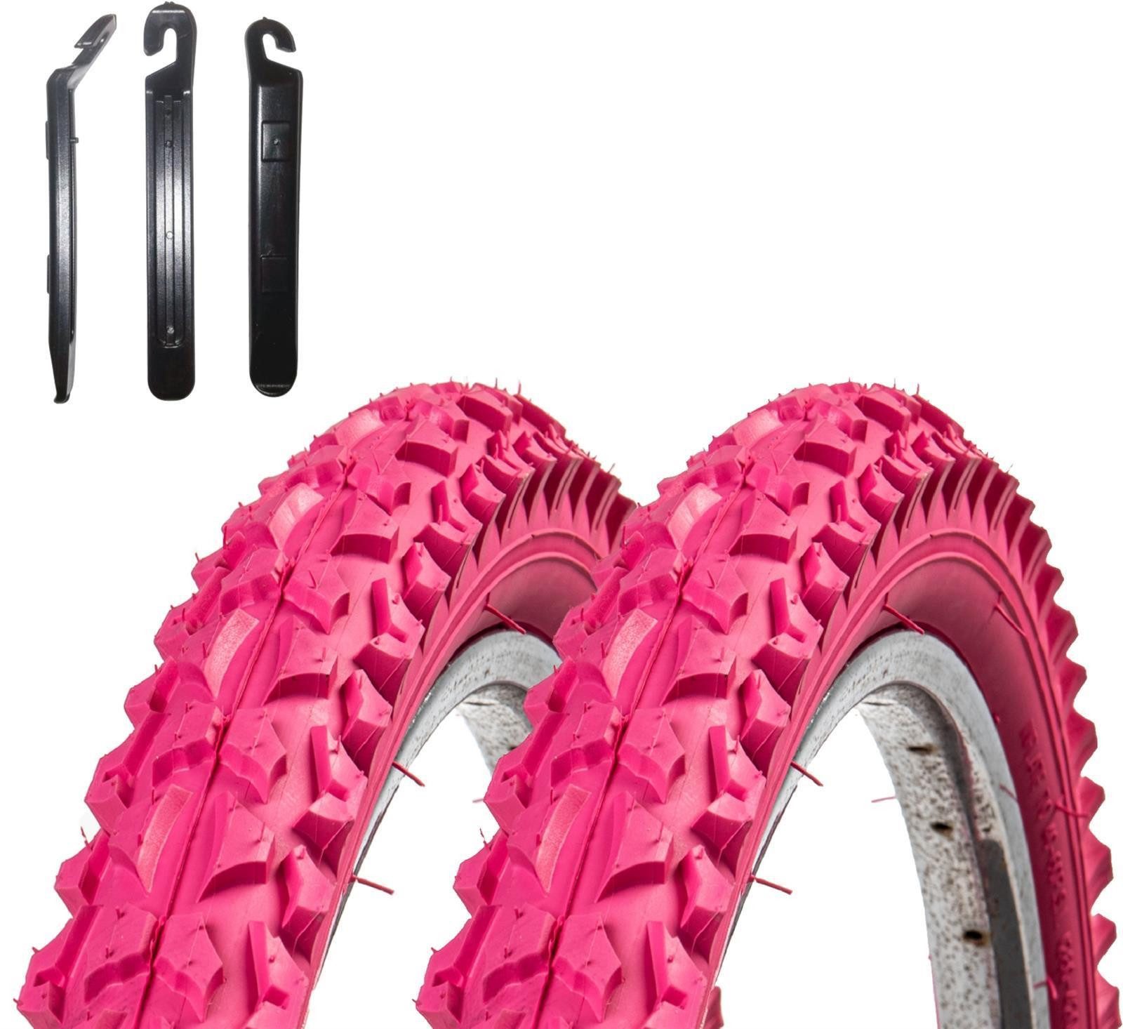 maxxi4you Fahrradreifen 2 x Roverstone 24 x 2,125 (57-507) Rosa inkl. Reifenheber