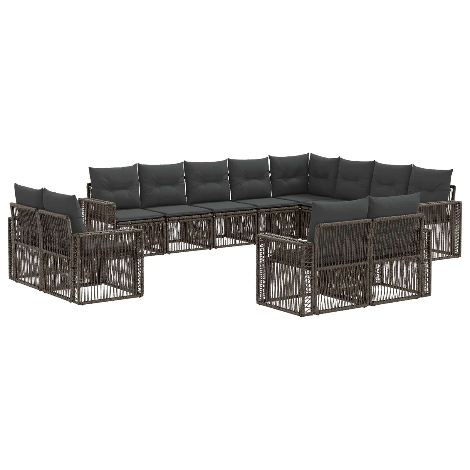 vidaXL Gartenlounge-Set Gartensofa-set 12 stk. Grau und Dunkelgrau Poly-Rattan, (12-tlg)