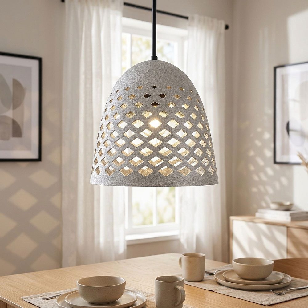 GLOBO LIGHTING Pendelleuchte, Leuchtmittel nicht inklusive, Hängeleuchte Esszimmerlampe Metall grau schwarz höhenanpassbar D 20 cm