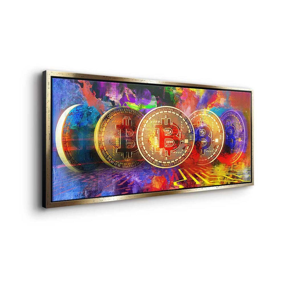 DOTCOMCANVAS® ohne Motivati - Rahmen Bitcoin - Multiple Leinwandbild Crypto Trading Leinwandbild, - Premium -