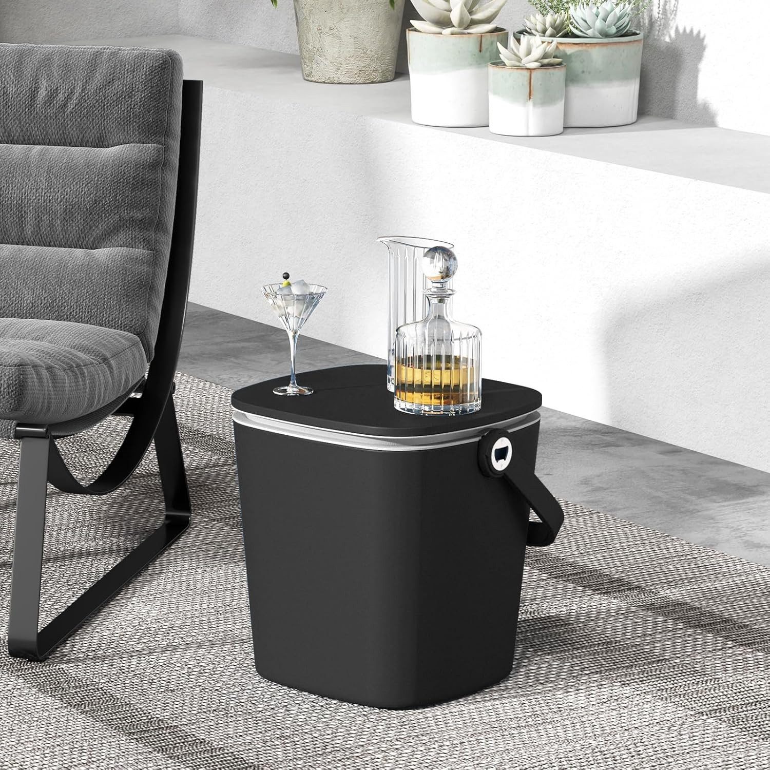 KOMFOTTEU Gartentisch 3 in 1 Cocktailtisch, 15 L Getränkekühler mit Deckel günstig online kaufen