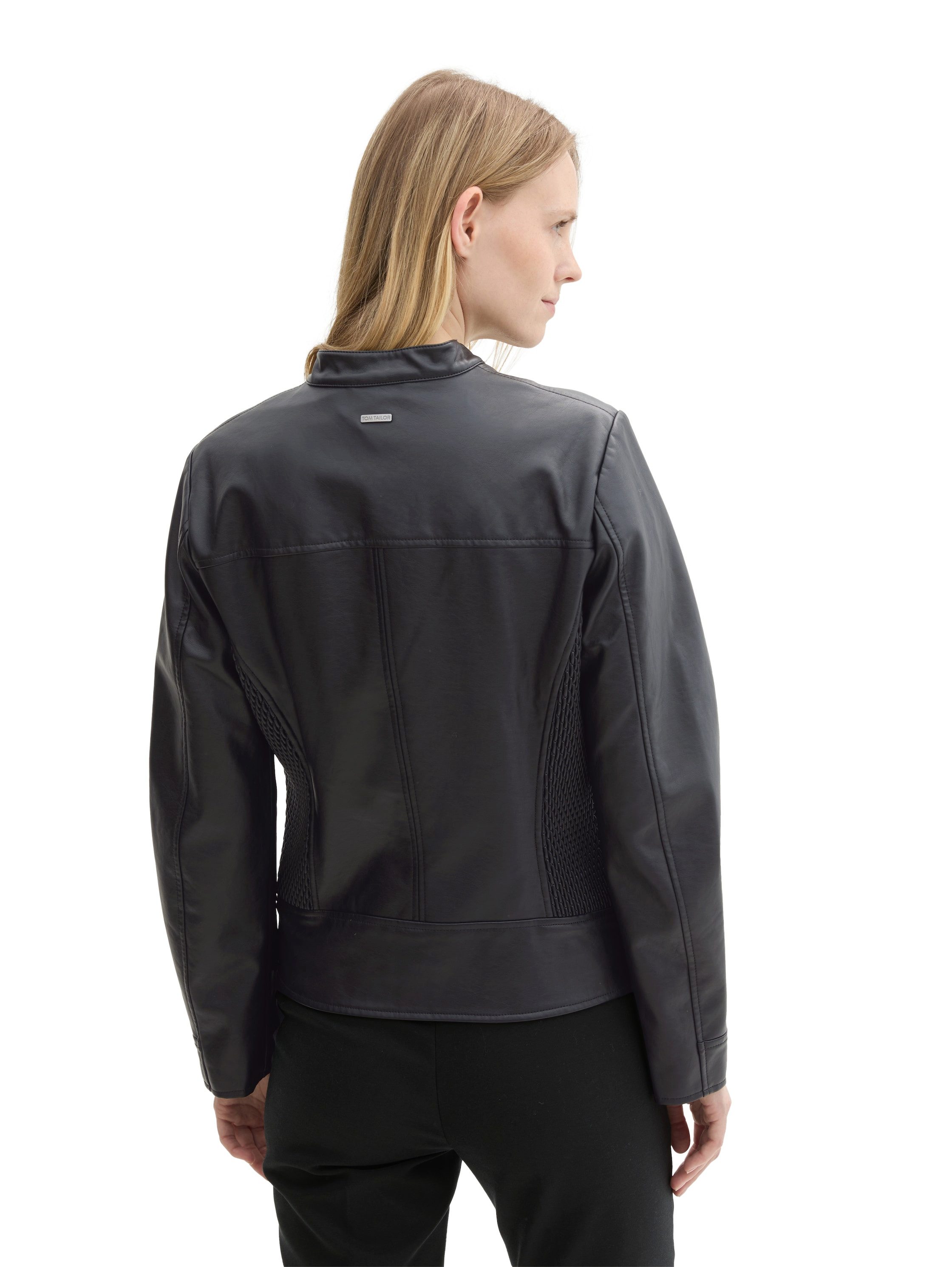 TOM TAILOR Bikerjacke Kunstleder mit Reißverschluss