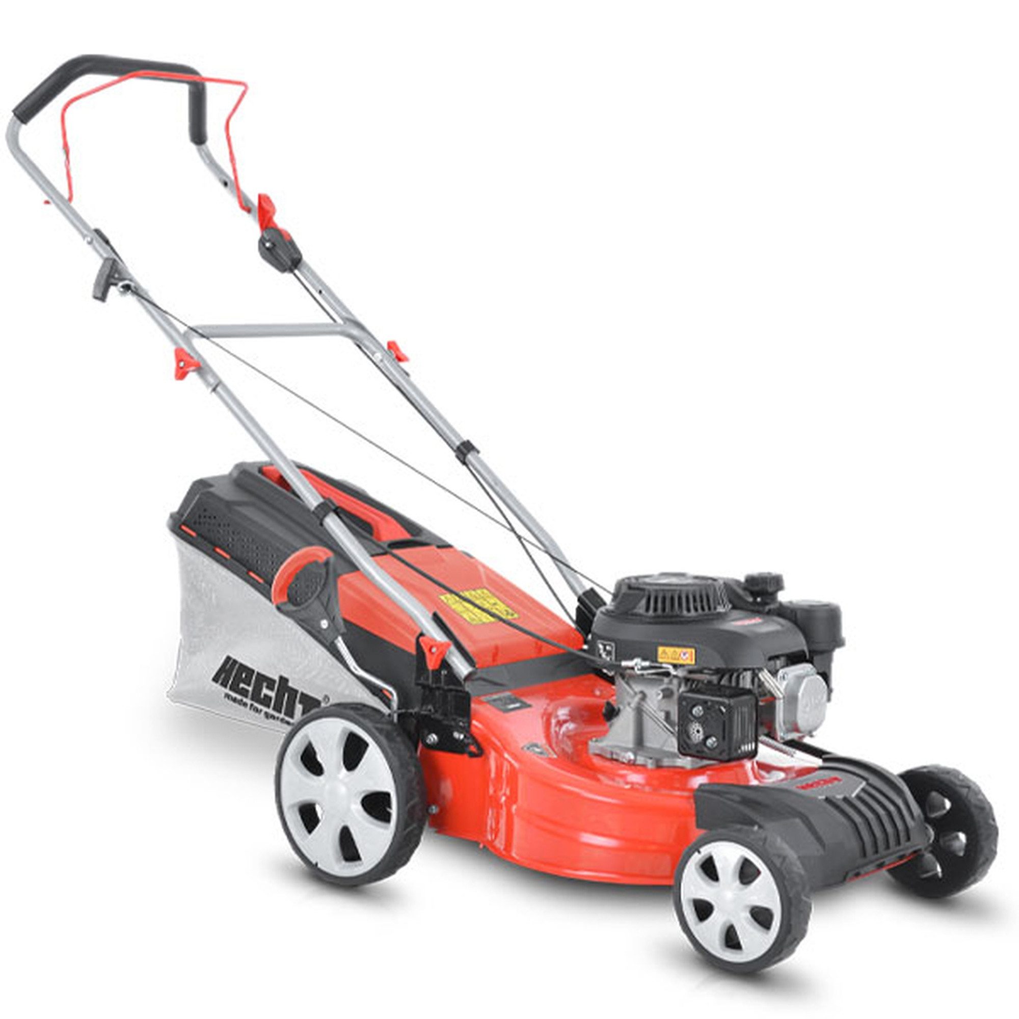 Hecht Benzinrasenmäher 546 mit 65L Fangkorb, 46 cm Schnittbreite, Stahlgehäuse, 3,4 PS, 139 cm³, 27-70 mm Schnitthöhe