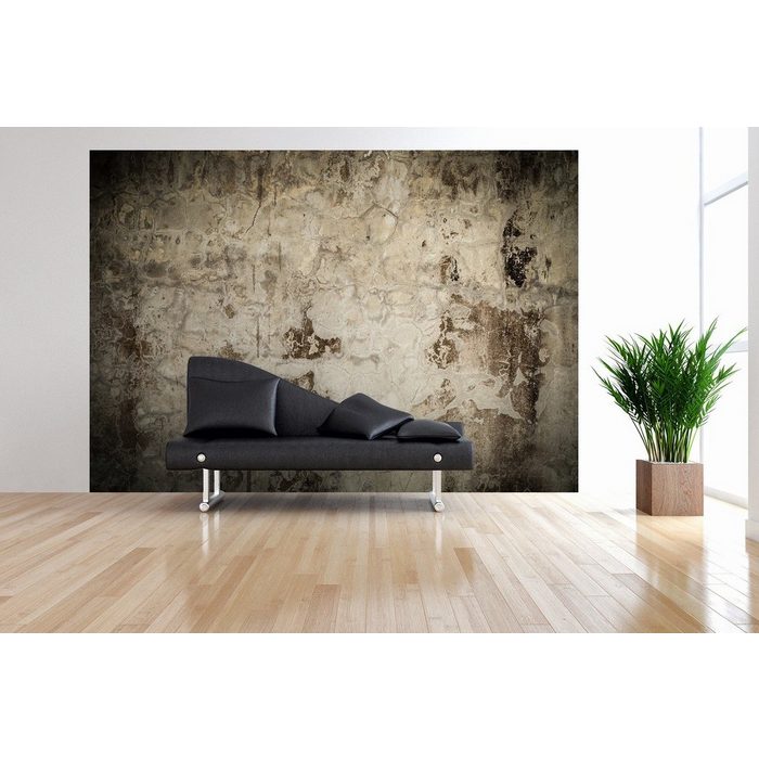 Wallario Vliestapete Alte schmutzige Wand aus Beton mit abblätternder Farbe Seidenmatte Oberfläche hochwertiger Digitaldruck in verschiedenen Größen erhältlich