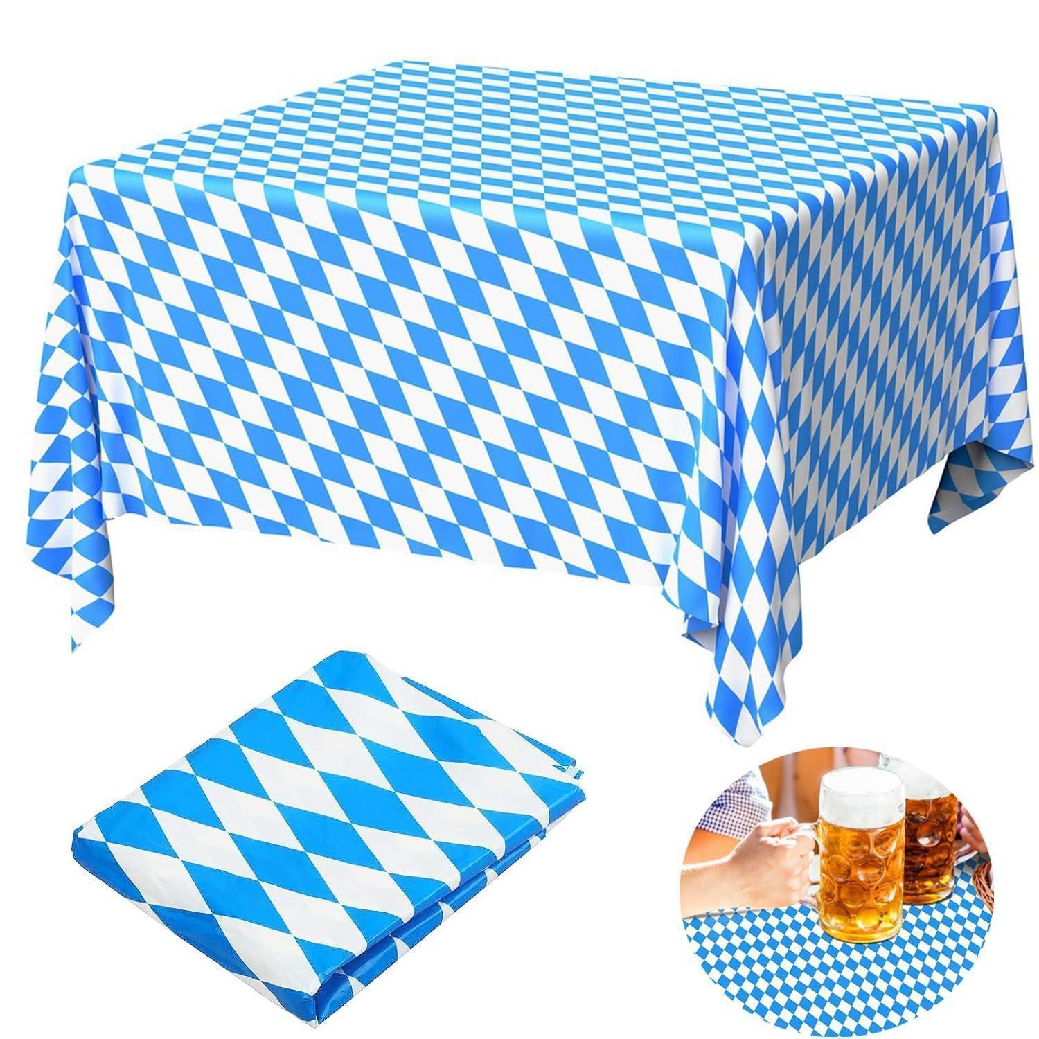 LuxusKollektion Tischdecke Oktoberfest Tischtuch Bayerisch Blau Weiß 137x274cm (1-tlg)