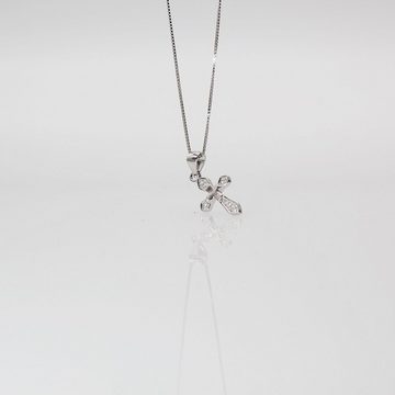 ELLAWIL Kreuzkette Silberkette Kette mit Kreuz Anhänger Damen Zirkonia Halskette (Kettenlänge 50 cm, Sterling Silber 925), inklusive Geschenkschachtel